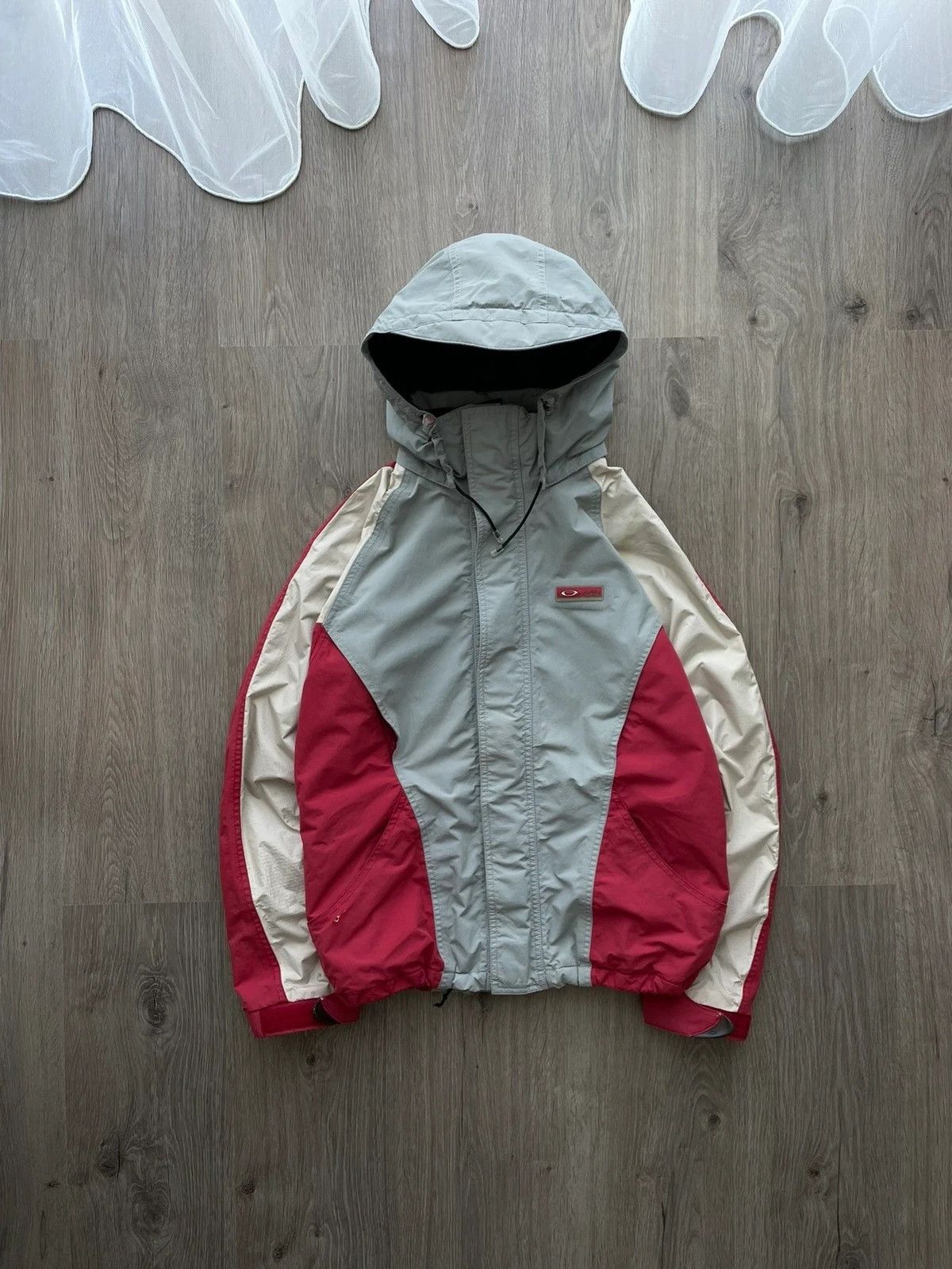 Pre-owned Oakley X Vintage Oakley Multi-pocket Big Logo Jacket In Red