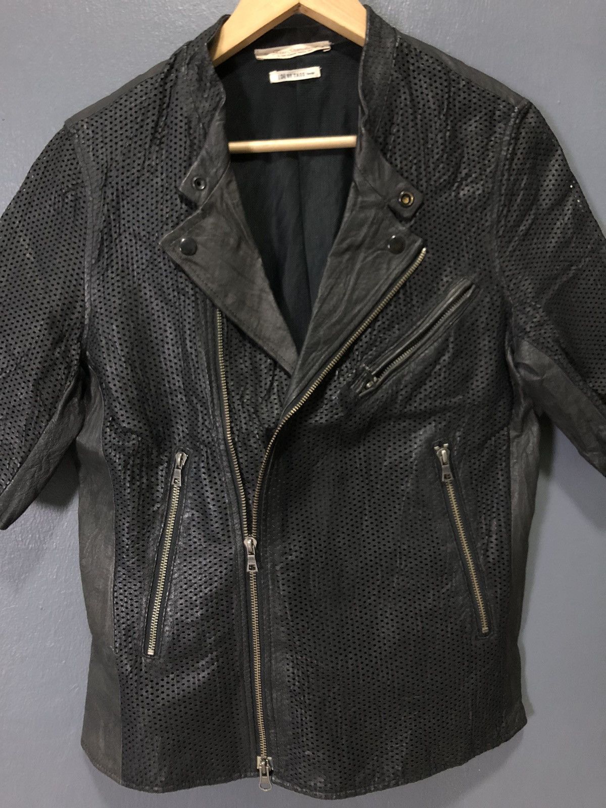 Japanese Brand × Vintage [D] BY TASS DESIGN LEATHER PUNK BIKER SHORT SLEVE NET JACKET Size US S / EU 44-46 / 1 - 2 Thumbnail