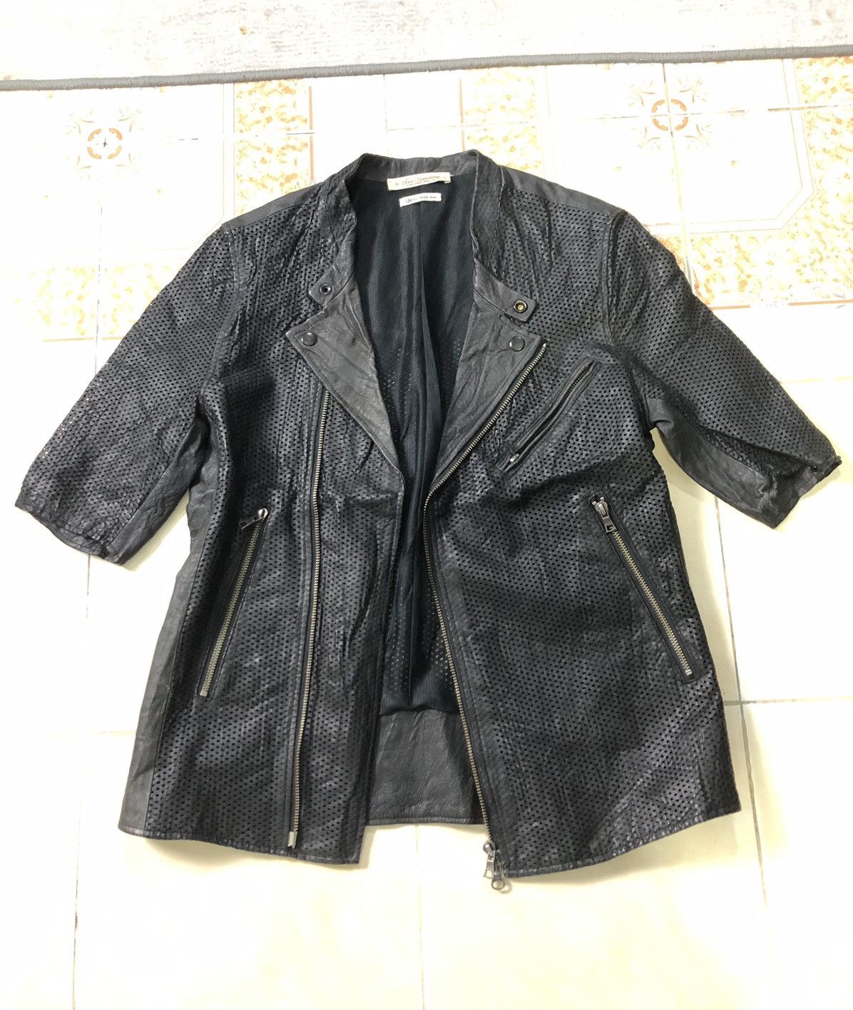Japanese Brand × Vintage [D] BY TASS DESIGN LEATHER PUNK BIKER SHORT SLEVE NET JACKET Size US S / EU 44-46 / 1 - 5 Thumbnail
