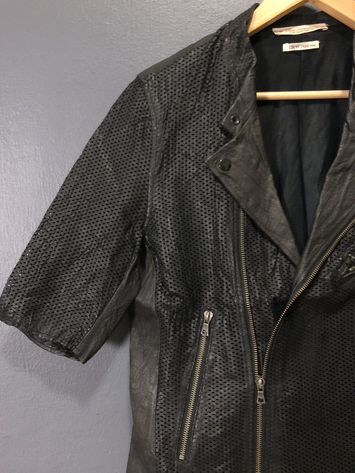 Japanese Brand × Vintage [D] BY TASS DESIGN LEATHER PUNK BIKER SHORT SLEVE NET JACKET Size US S / EU 44-46 / 1 - 3 Thumbnail