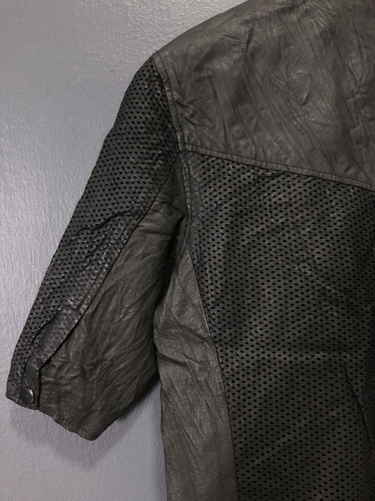 Japanese Brand × Vintage [D] BY TASS DESIGN LEATHER PUNK BIKER SHORT SLEVE NET JACKET Size US S / EU 44-46 / 1 - 9 Thumbnail
