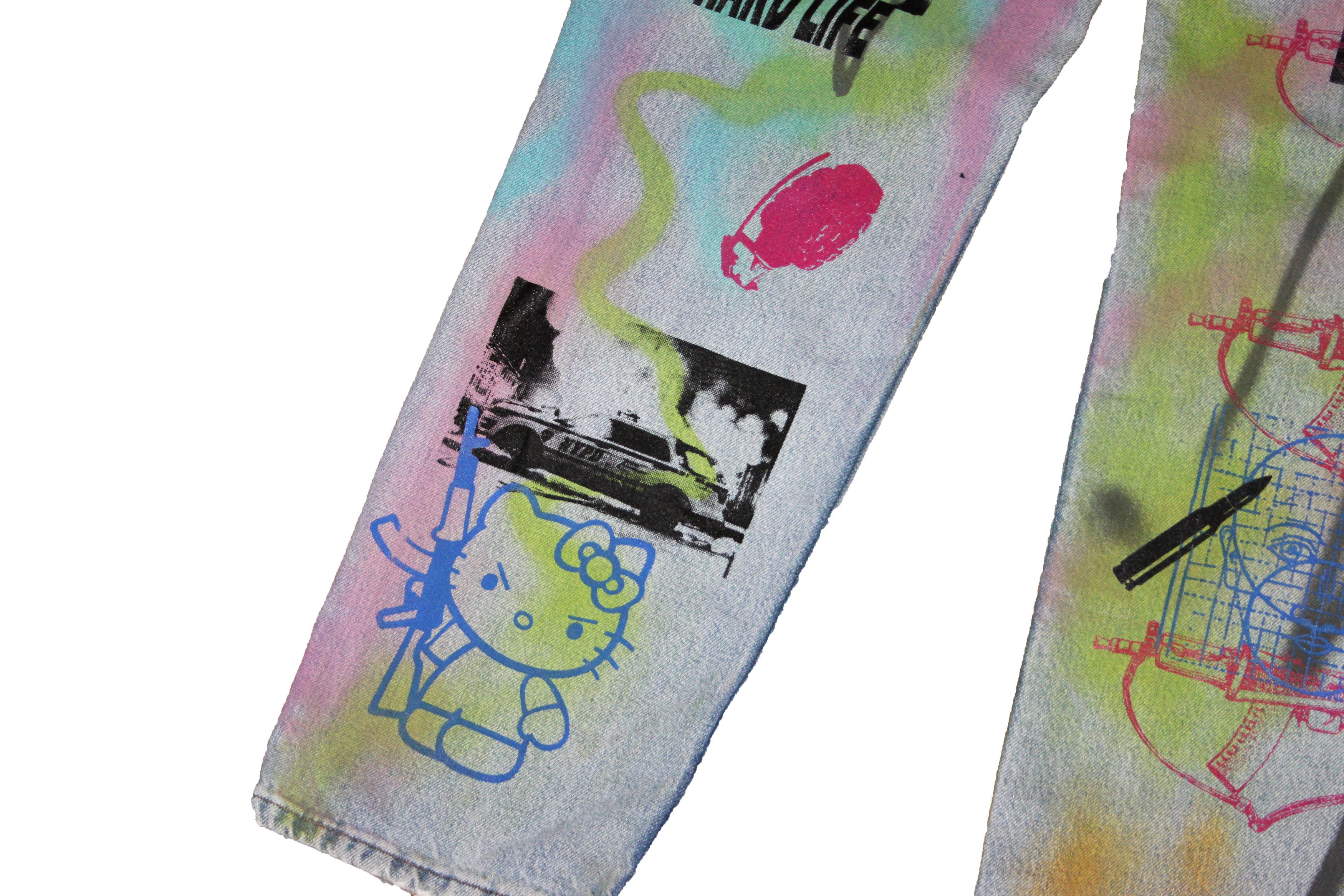 Levi's Vintage levis Custom Graffiti Jeans Full Print Size US 34 / EU 50 - 5 Thumbnail