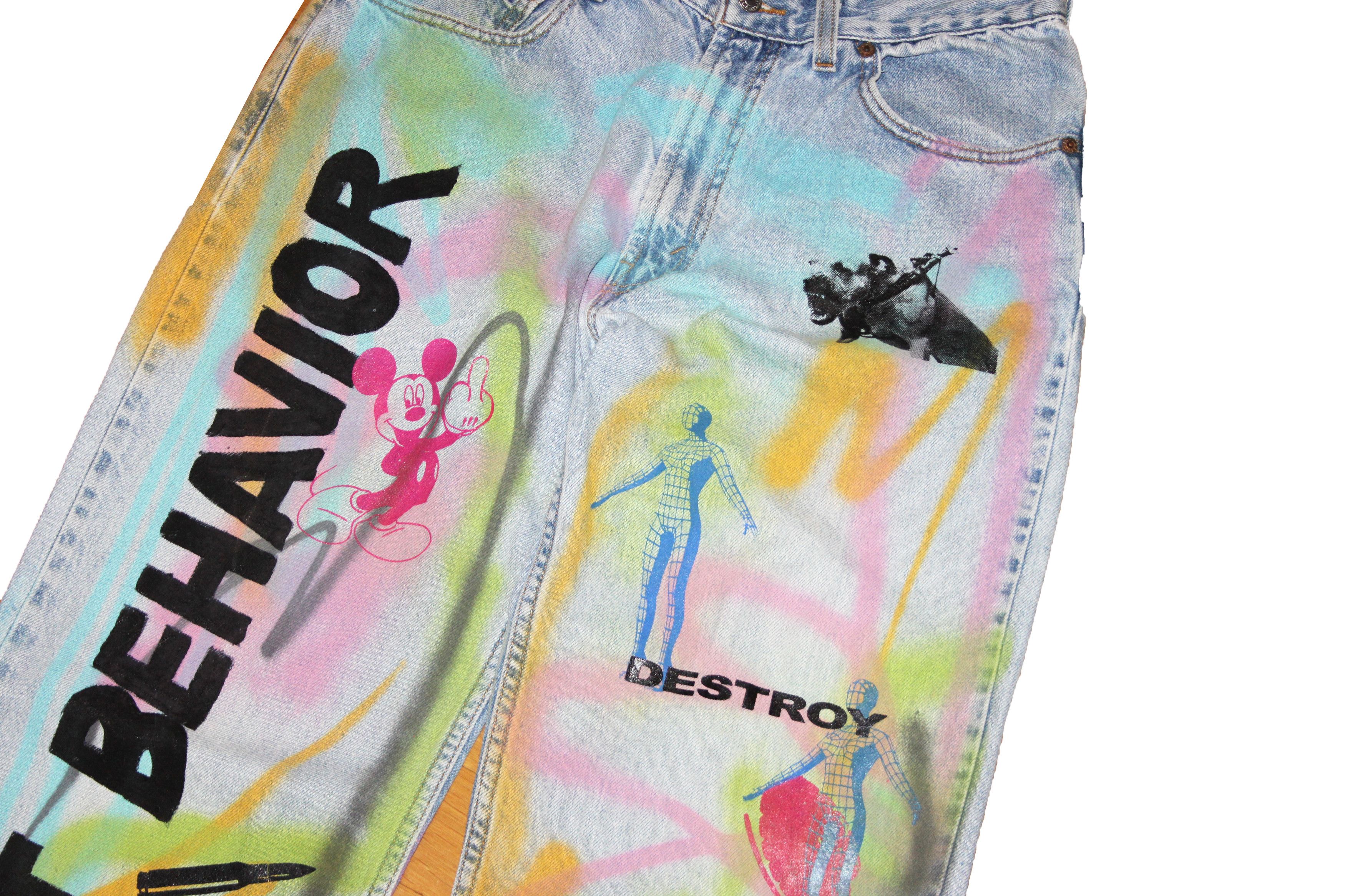 Levi's Vintage levis Custom Graffiti Jeans Full Print Size US 34 / EU 50 - 3 Thumbnail