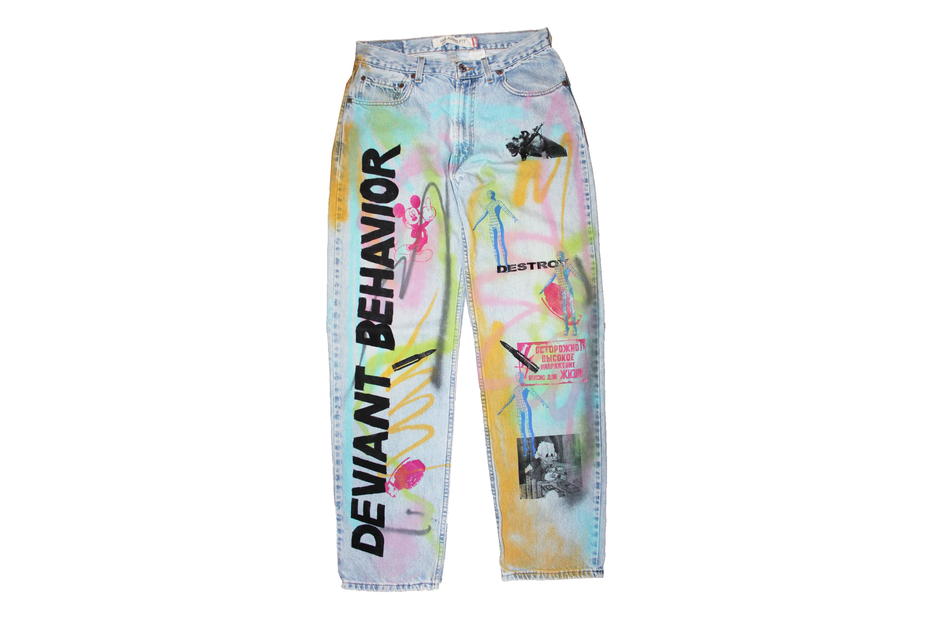 Levi's Vintage levis Custom Graffiti Jeans Full Print Size US 34 / EU 50 - 2 Thumbnail