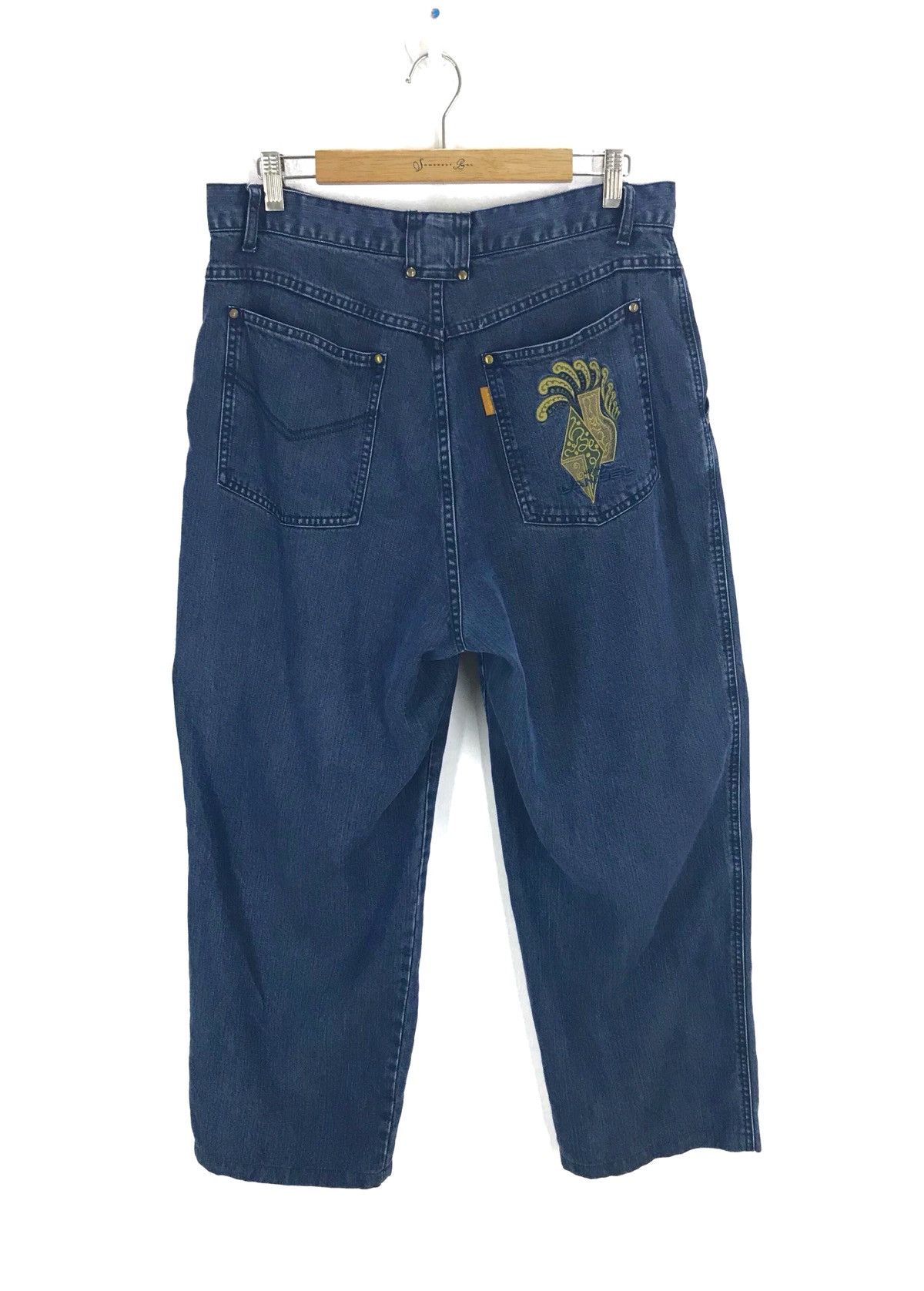 Lanvin Vintage LANVIN PARIS Embroidered Baggy Wide Denim Pants Size US 32 / EU 48 - 1 Thumbnail