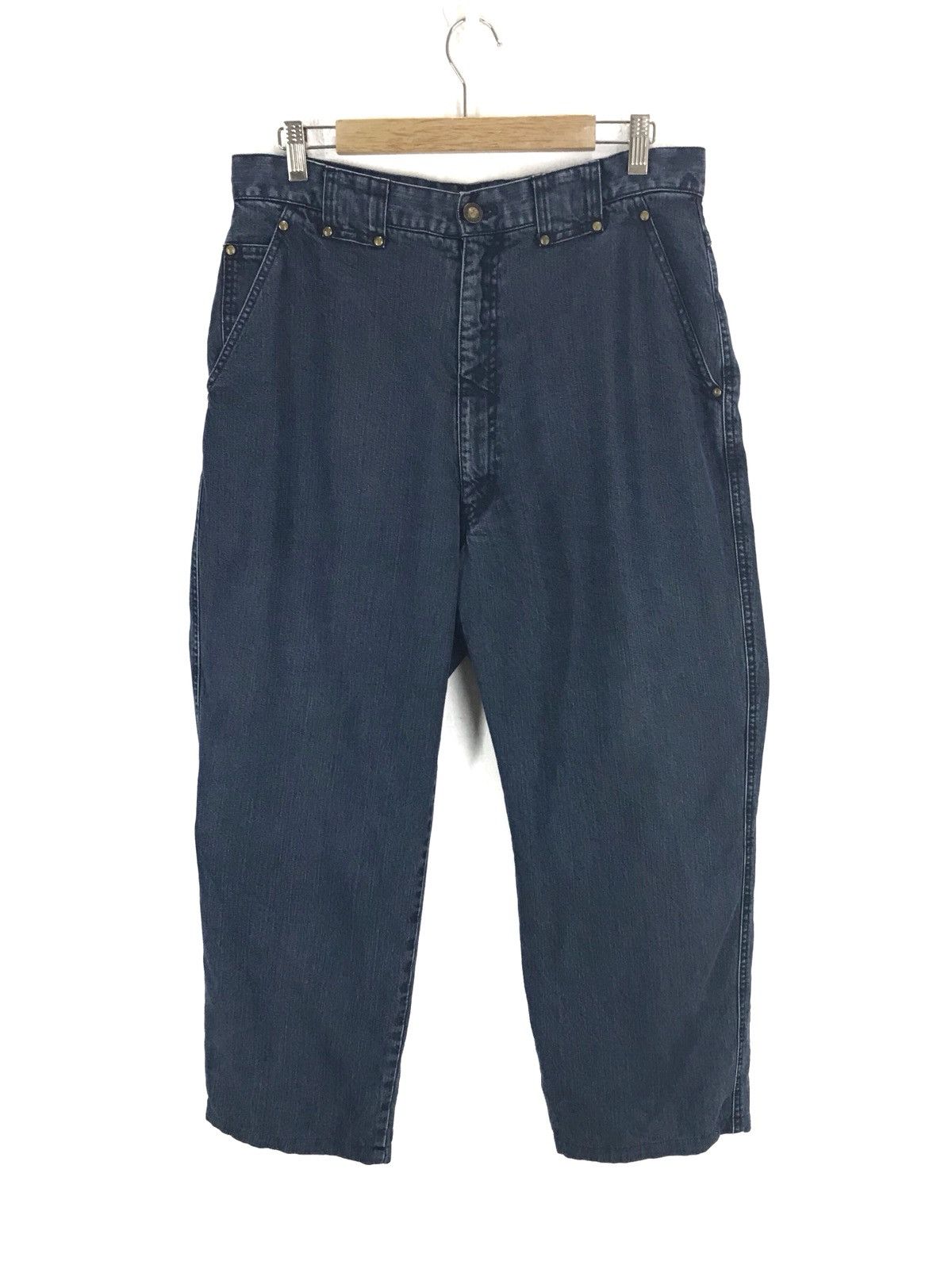 Lanvin Vintage LANVIN PARIS Embroidered Baggy Wide Denim Pants Size US 32 / EU 48 - 6 Thumbnail