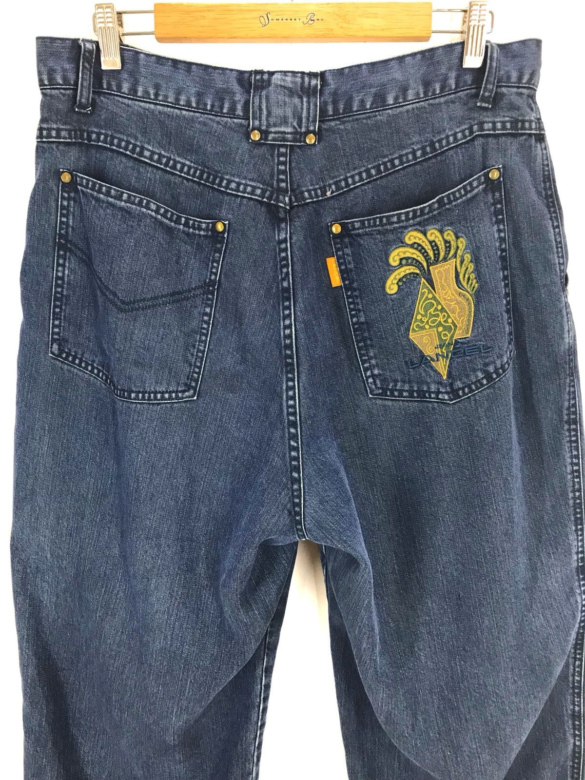 Lanvin Vintage LANVIN PARIS Embroidered Baggy Wide Denim Pants Size US 32 / EU 48 - 2 Thumbnail