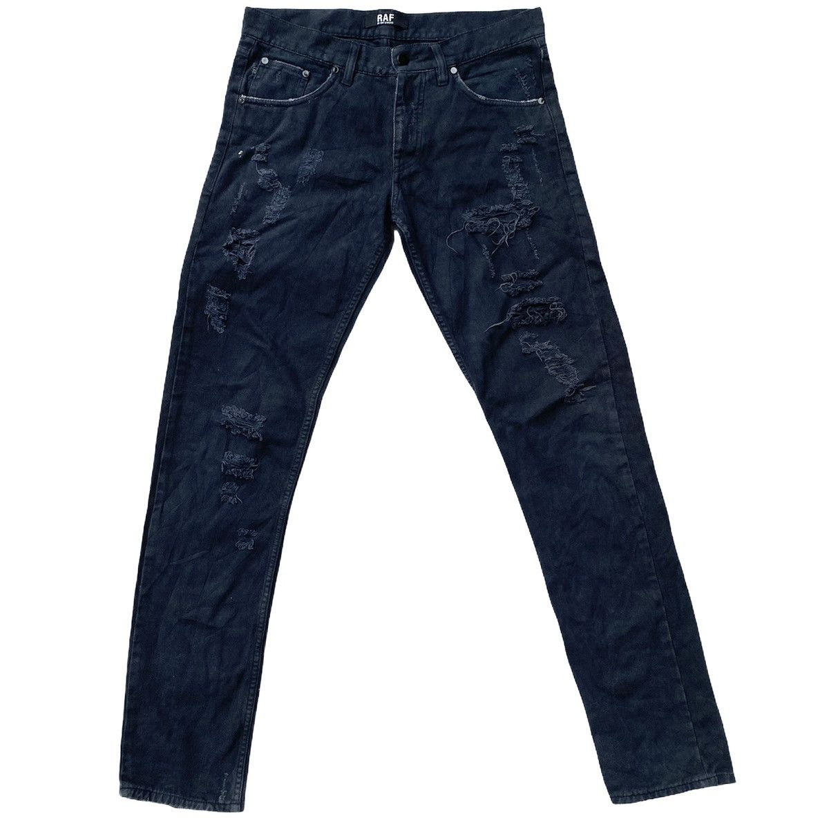 denim destroy raf coating パンツ by simons raf