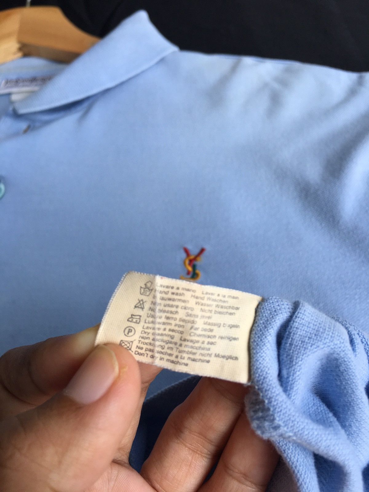 Yves Saint Laurent Vtg Yves Saint Laurent YSL Pour Homme SmallSpellout Polo Size US M / EU 48-50 / 2 - 17 Thumbnail