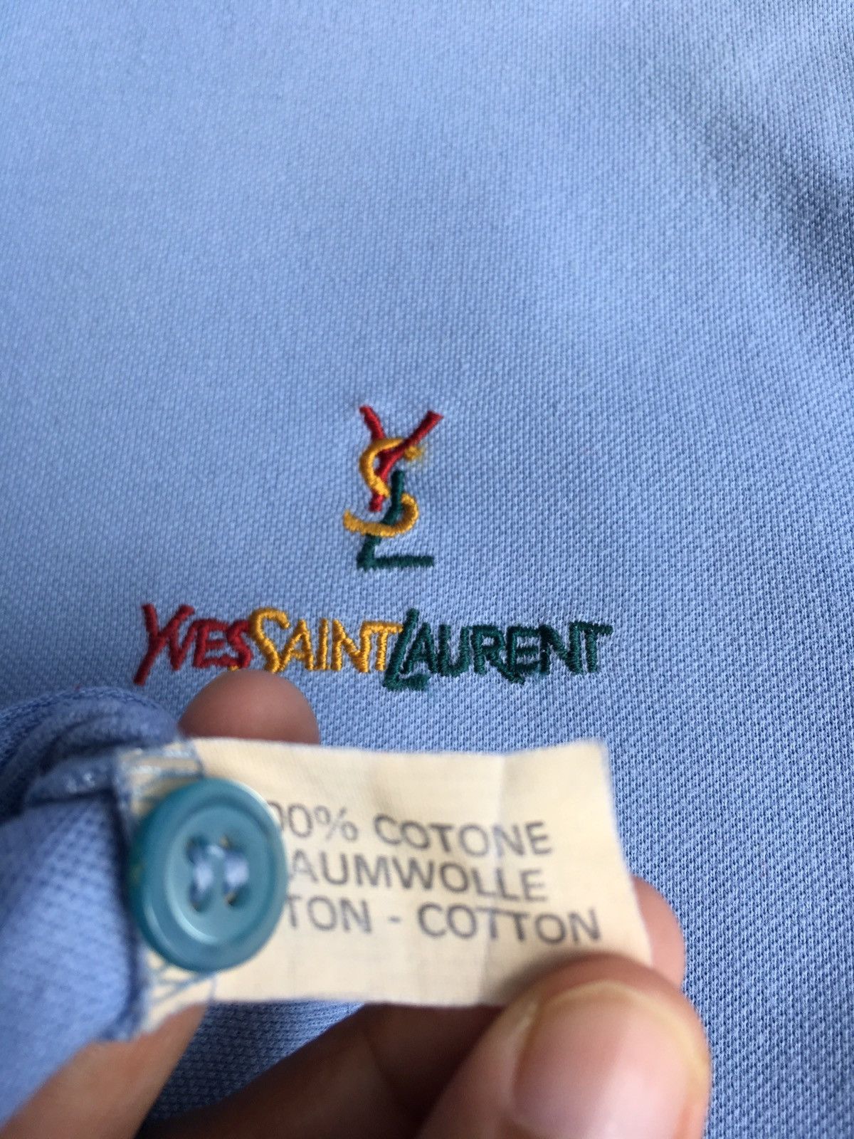 Yves Saint Laurent Vtg Yves Saint Laurent YSL Pour Homme SmallSpellout Polo Size US M / EU 48-50 / 2 - 16 Thumbnail