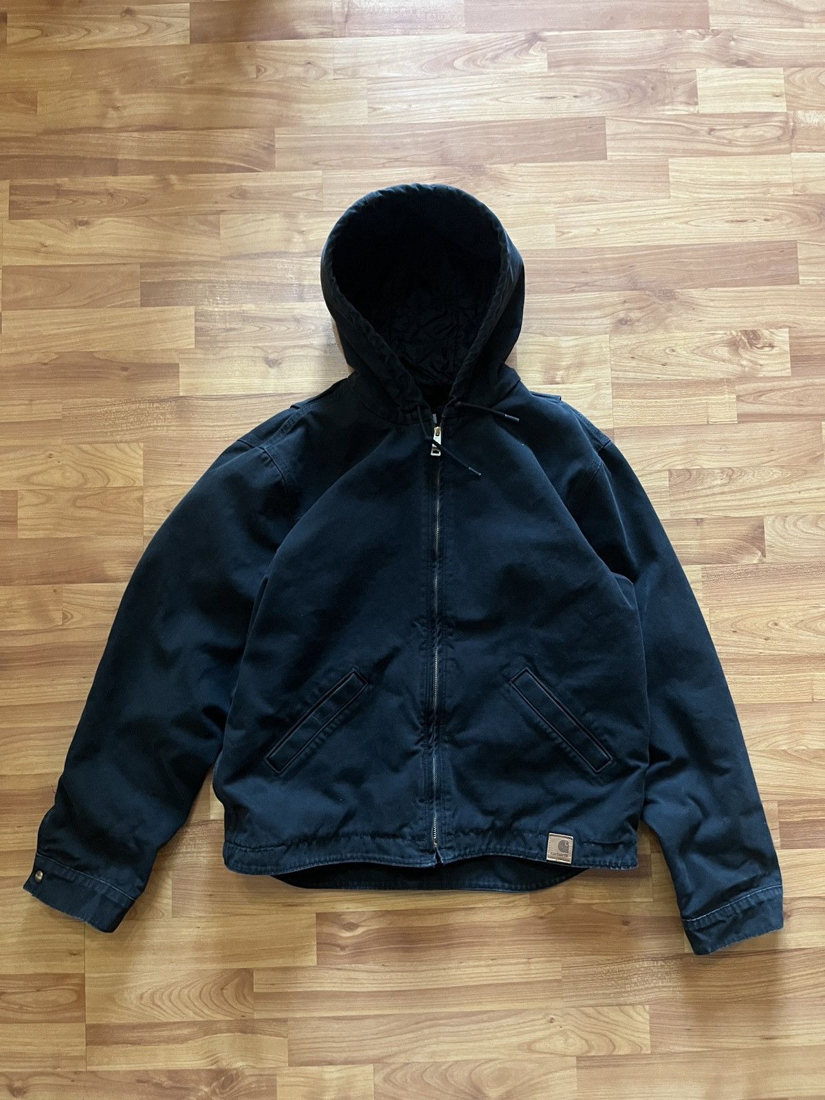 Vintage Black Carhartt Hooded Detroit Jacket | Grailed