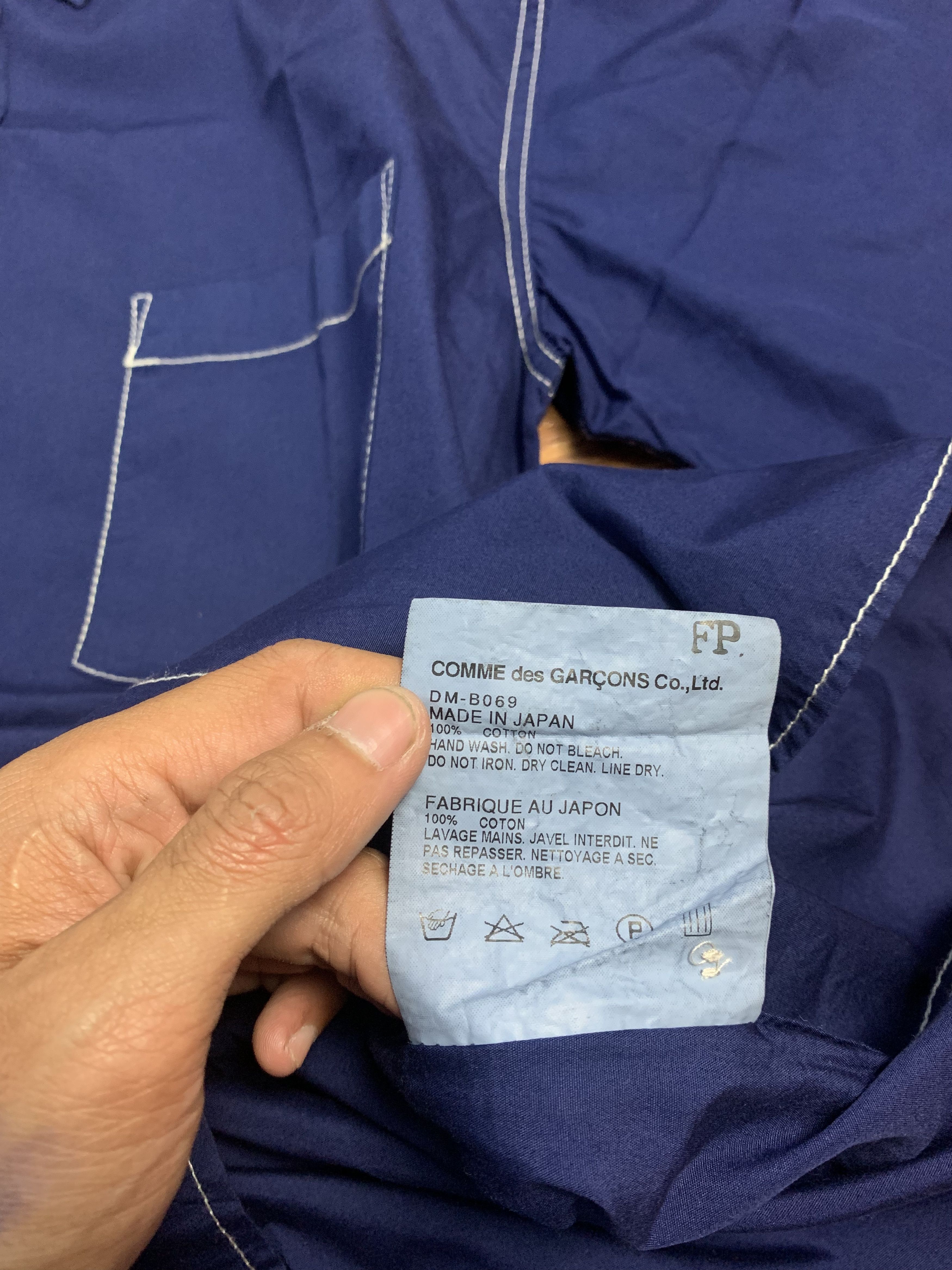 Comme des Garcons Contrast Stitch Dyed Blue Button Shirt Size US M / EU 48-50 / 2 - 7 Thumbnail