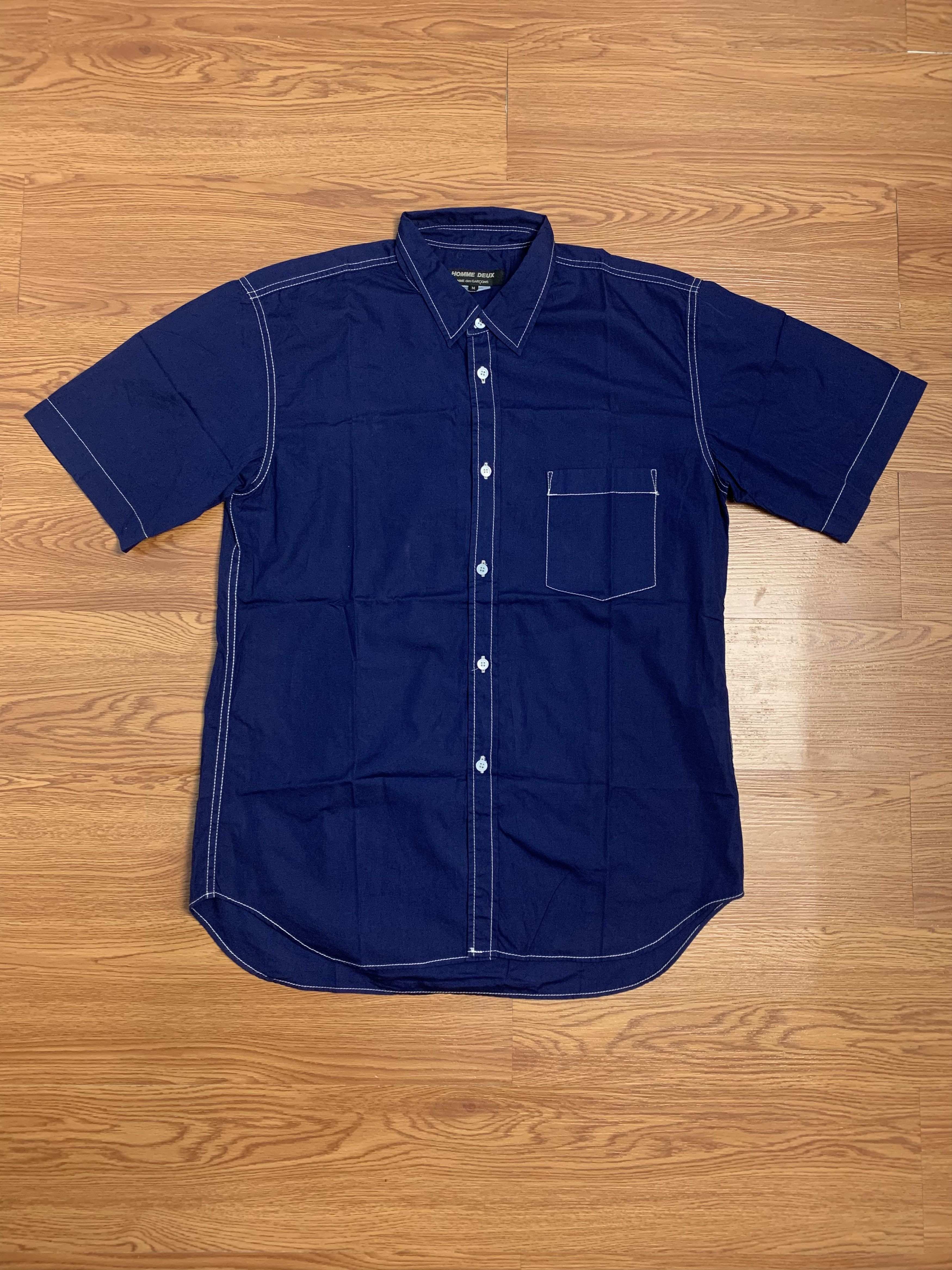Comme des Garcons Contrast Stitch Dyed Blue Button Shirt Size US M / EU 48-50 / 2 - 1 Thumbnail