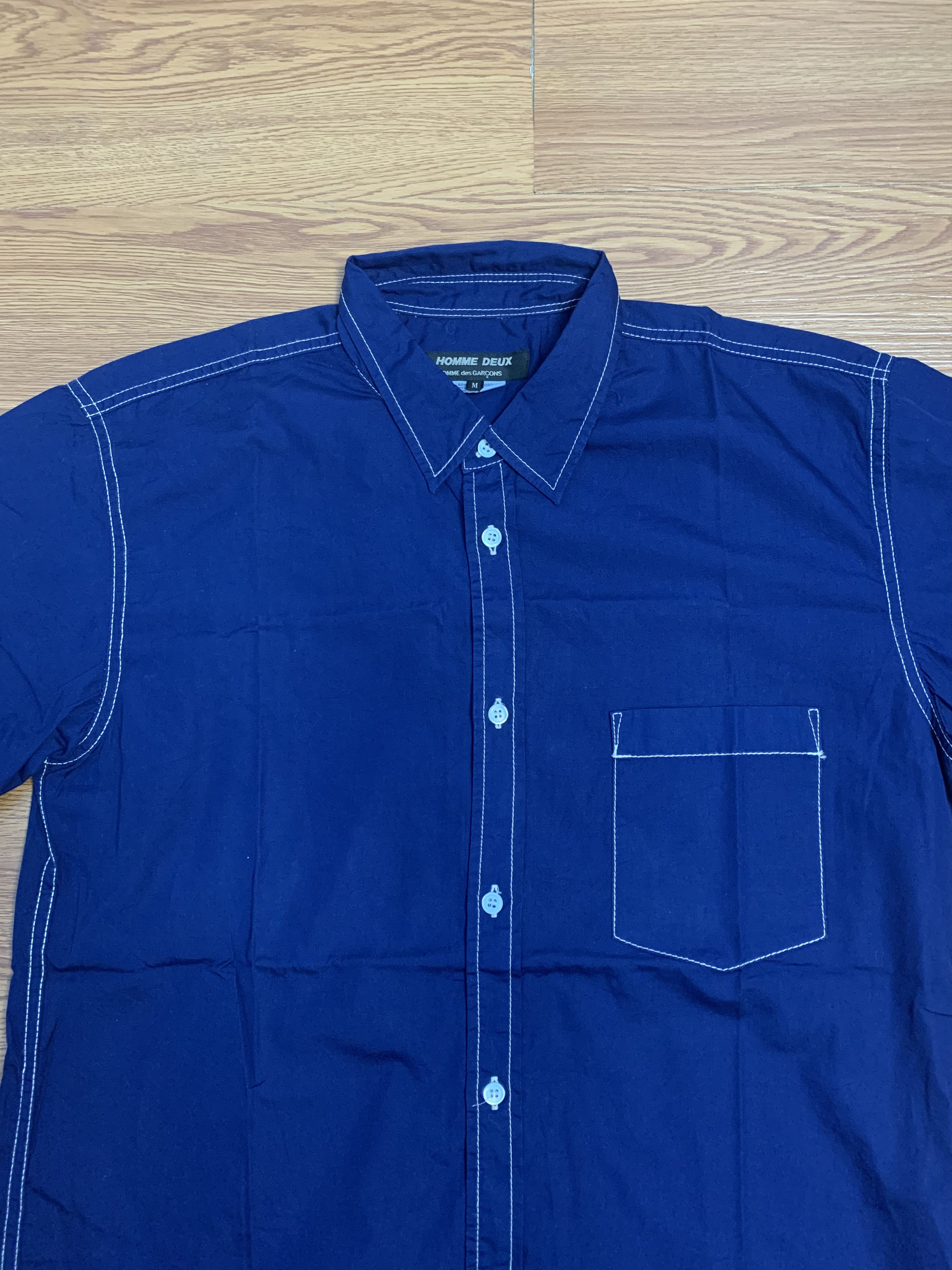 Comme des Garcons Contrast Stitch Dyed Blue Button Shirt Size US M / EU 48-50 / 2 - 2 Thumbnail