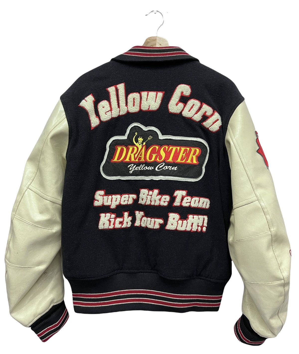 Vintage Vtg DRAGSTER YELLOW CORN Sledge Hammer Biker Varsity Jacket Size US M / EU 48-50 / 2 - 2 Thumbnail