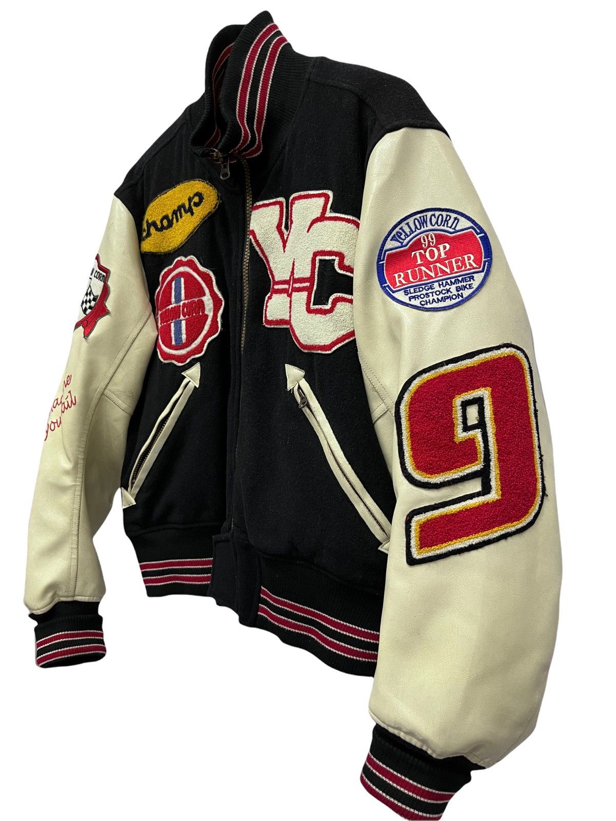 Vintage Vtg DRAGSTER YELLOW CORN Sledge Hammer Biker Varsity Jacket Size US M / EU 48-50 / 2 - 8 Thumbnail