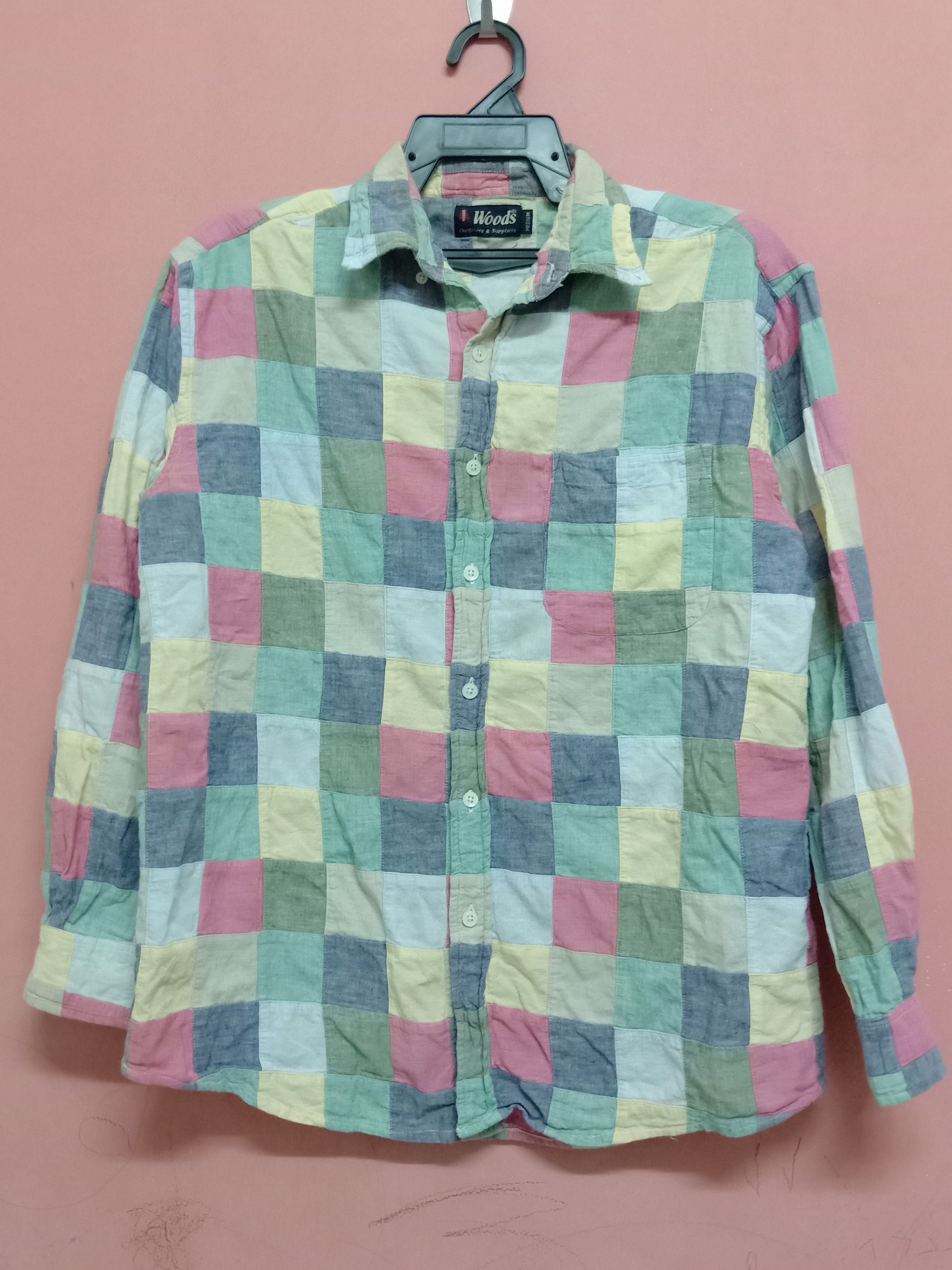 Japanese Brand Woods Patchwork Long Sleeve Shirt Size US M / EU 48-50 / 2 - 1 Thumbnail