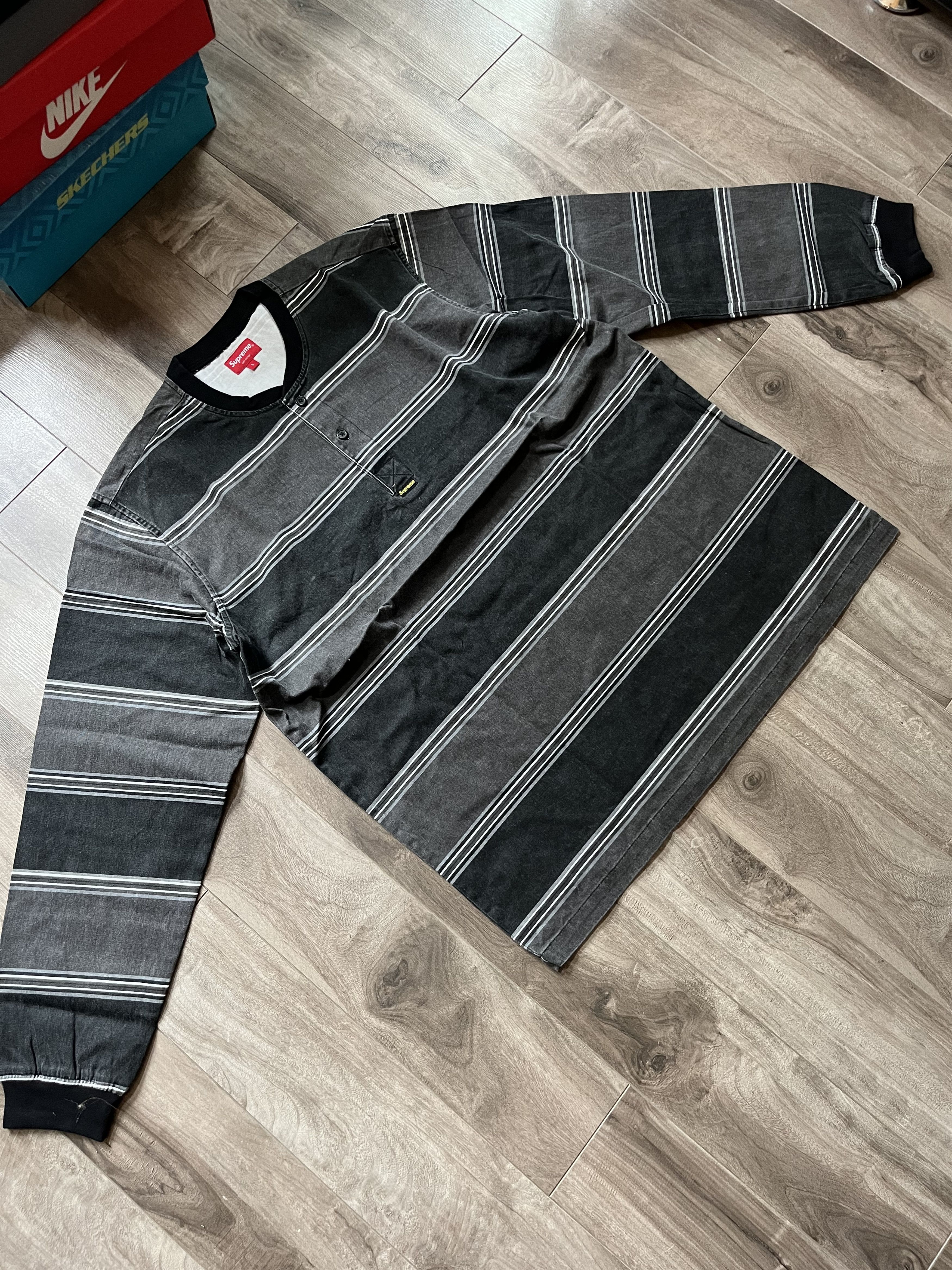 Supreme Supreme Printed Stripe Twill Henley 2016 | Grailed