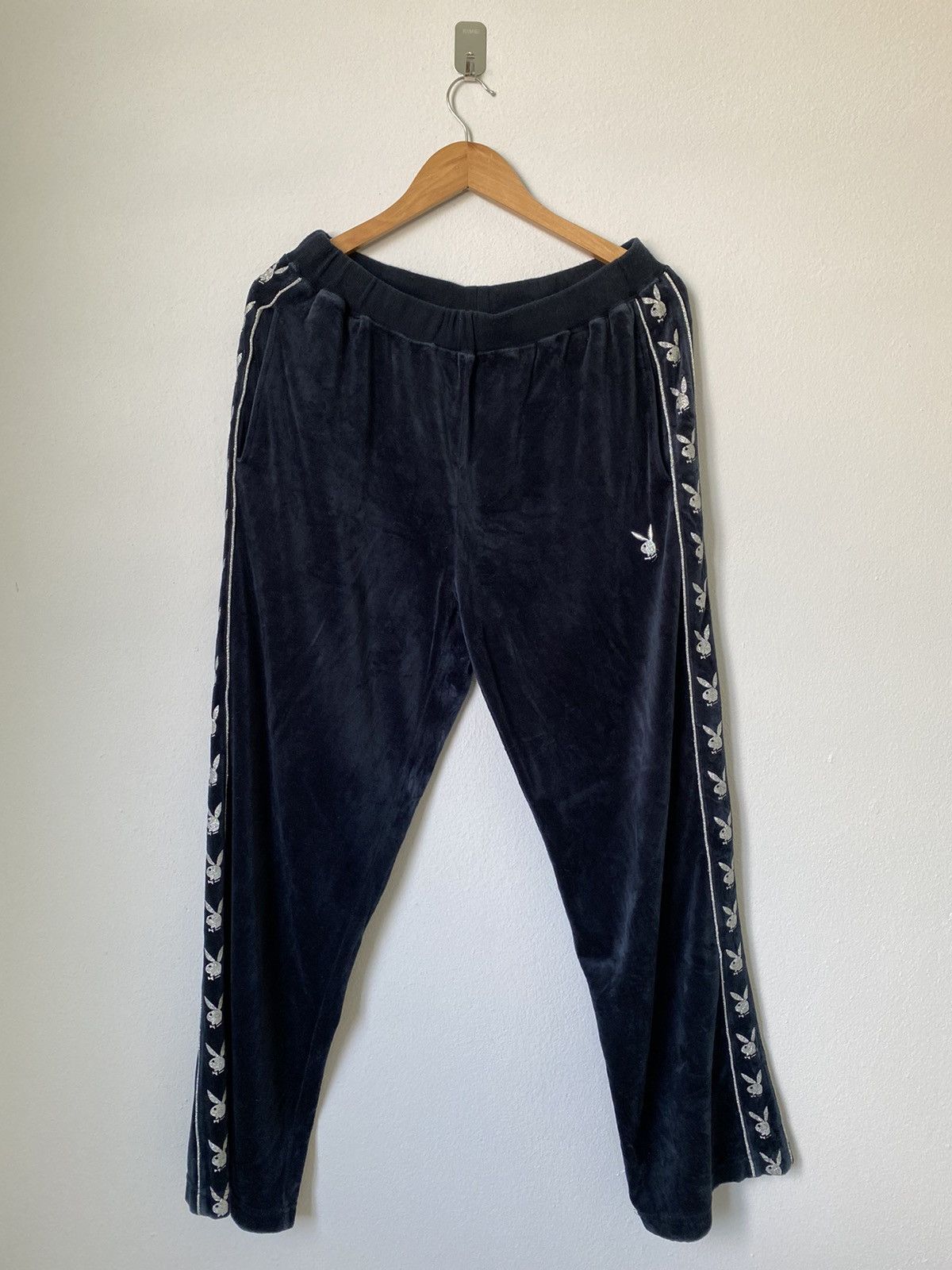 Playboy vintage 90s playboy velvet sidetape track bottom wide legs Size US 32 / EU 48 - 3 Thumbnail