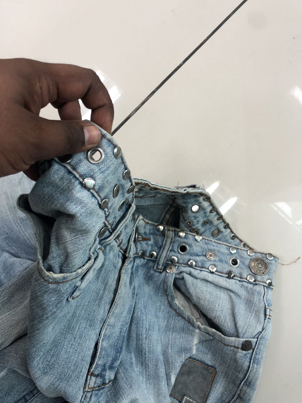Seditionaries Distressed COSMO MODA denim with Rare Iron Button at Waist Size US 31 - 10 Thumbnail