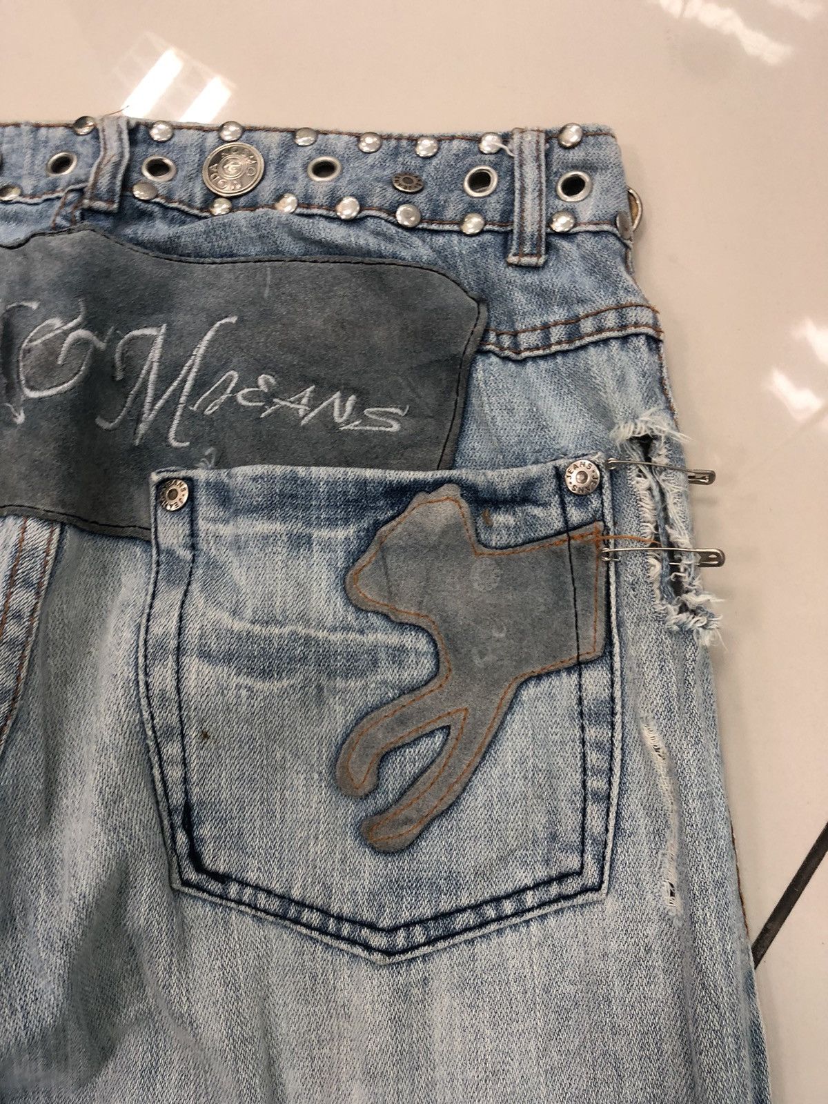 Seditionaries Distressed COSMO MODA denim with Rare Iron Button at Waist Size US 31 - 12 Thumbnail
