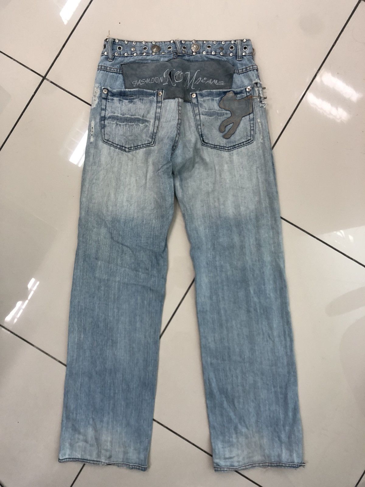 Seditionaries Distressed COSMO MODA denim with Rare Iron Button at Waist Size US 31 - 2 Thumbnail