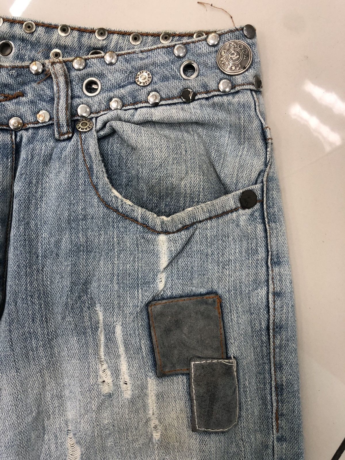 Seditionaries Distressed COSMO MODA denim with Rare Iron Button at Waist Size US 31 - 4 Thumbnail