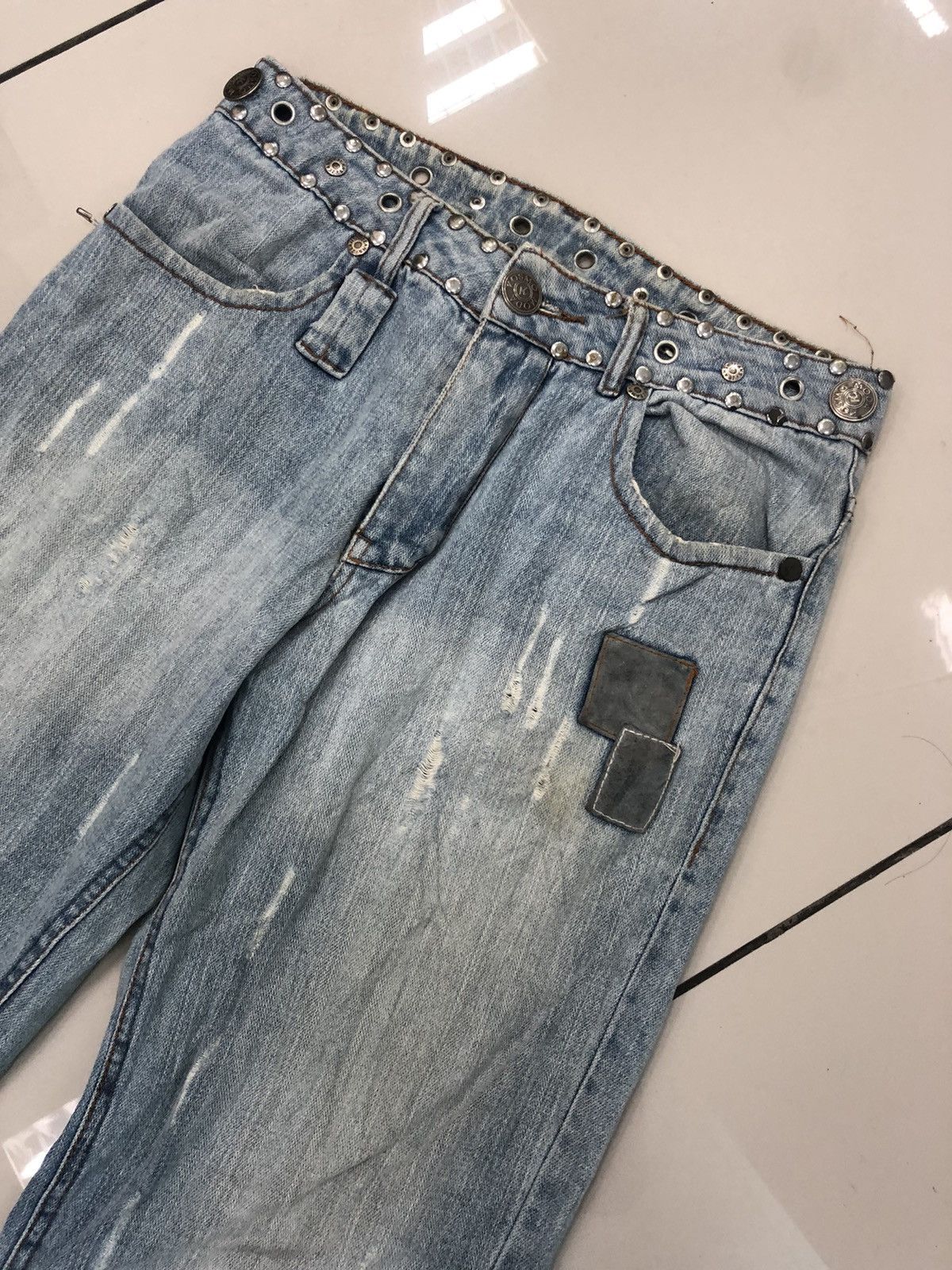 Seditionaries Distressed COSMO MODA denim with Rare Iron Button at Waist Size US 31 - 3 Thumbnail