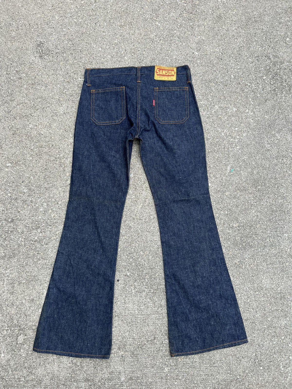 Vintage Vintage 70s SANSON Blue Denim Super Flare Jeans Size US 32 / EU 48 - 5 Thumbnail