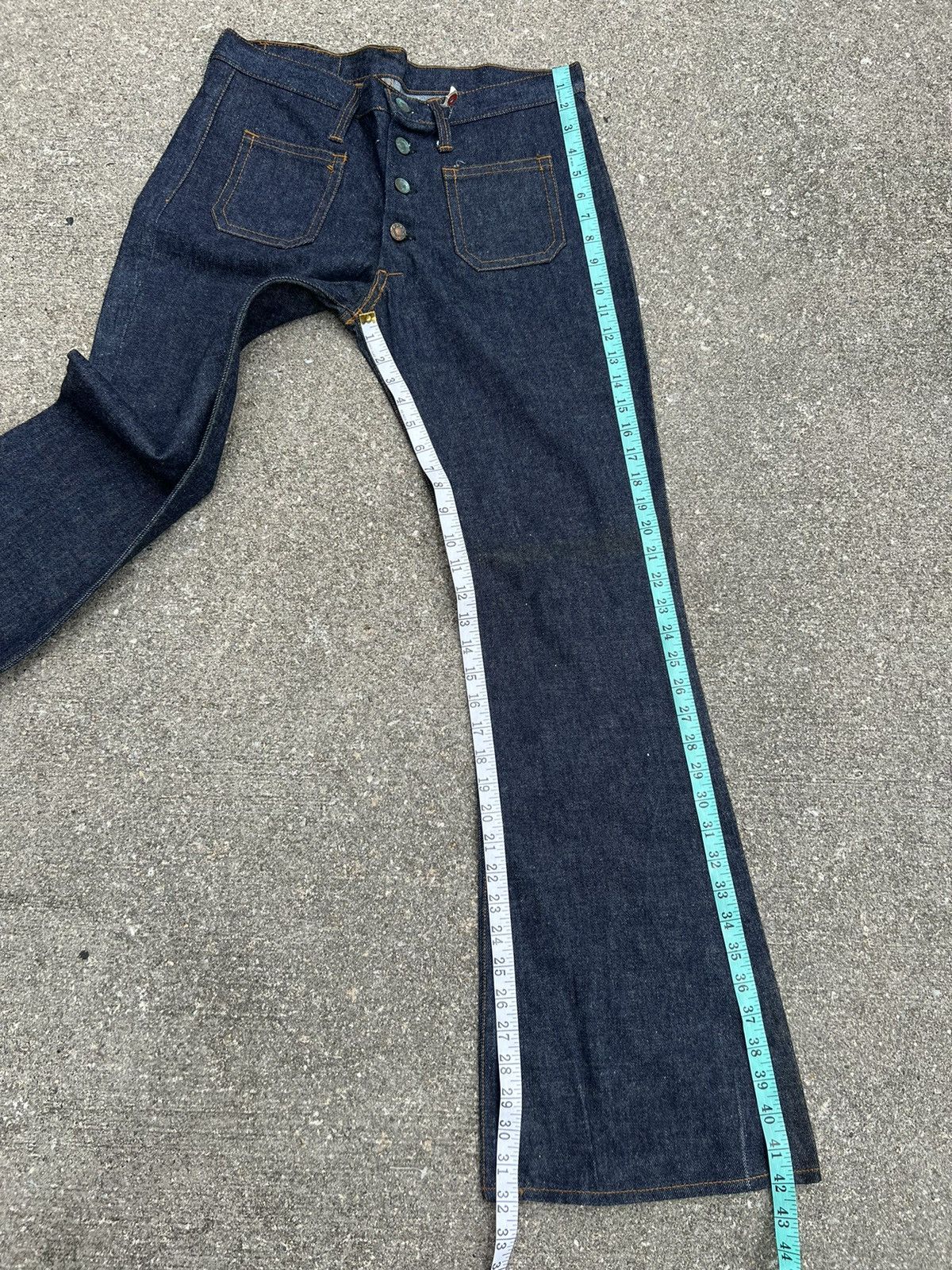 Vintage Vintage 70s SANSON Blue Denim Super Flare Jeans Size US 32 / EU 48 - 4 Thumbnail