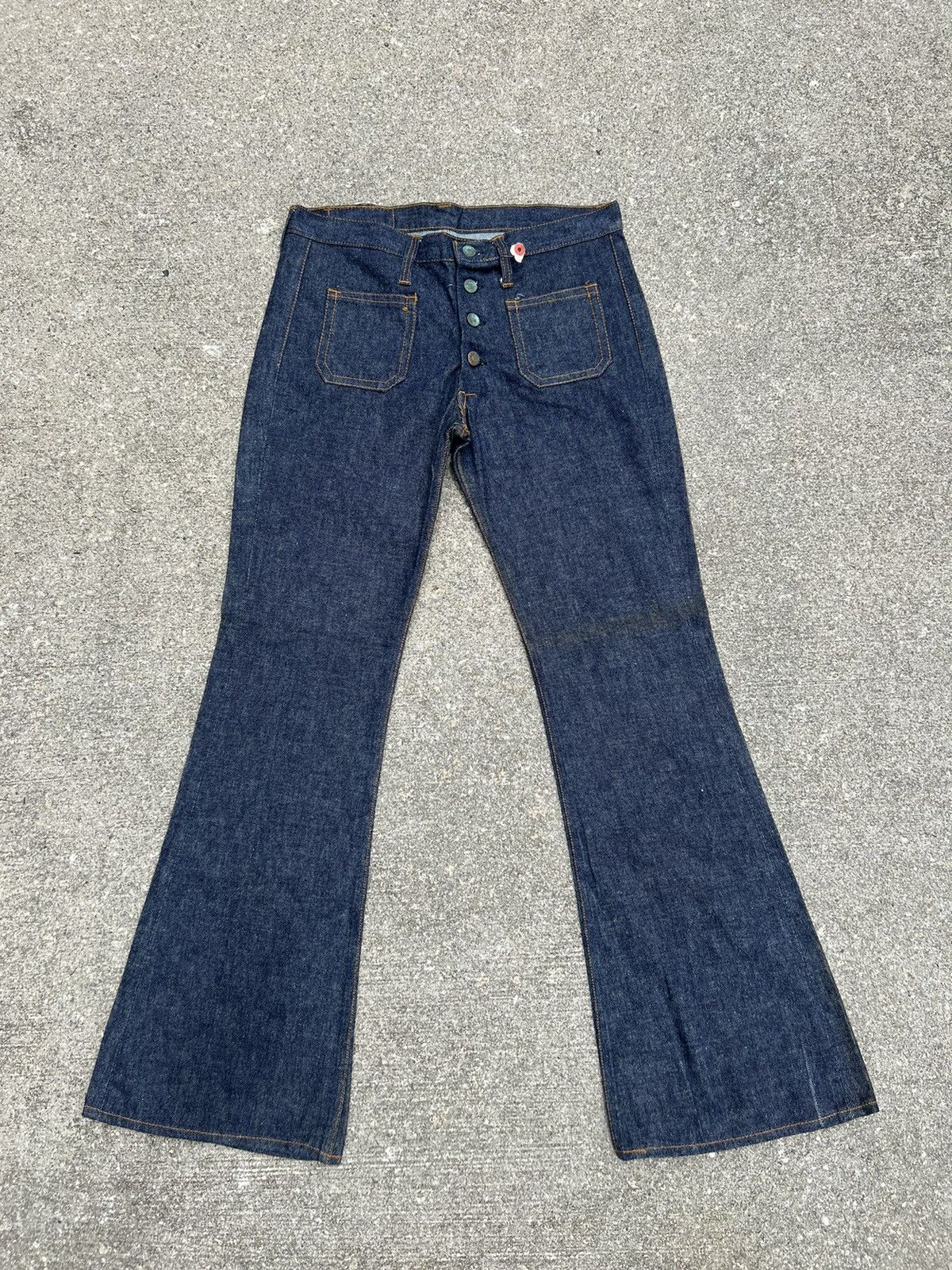 Vintage Vintage 70s SANSON Blue Denim Super Flare Jeans Size US 32 / EU 48 - 1 Thumbnail