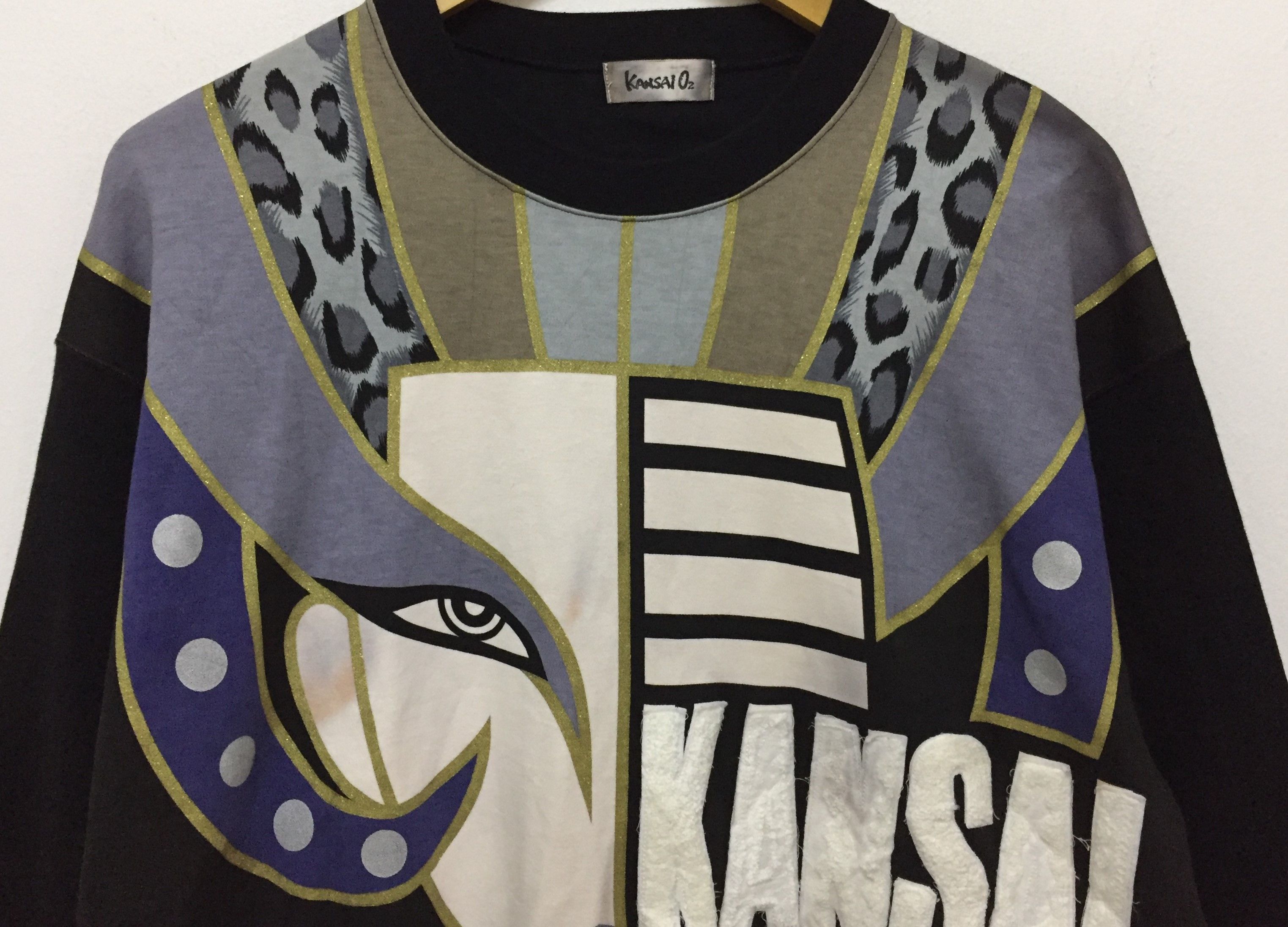 Kansai Yamamoto 80's Face Sweatshirt tribute to David Bowie face Size US L / EU 52-54 / 3 - 4 Thumbnail
