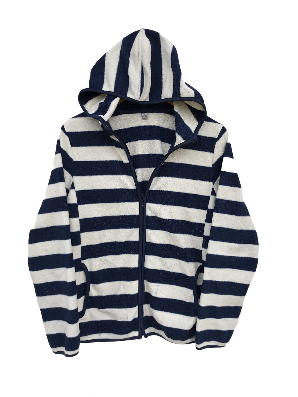 Uniqlo Stripes Fleece Zipper Hoodie Jacket - Main Image