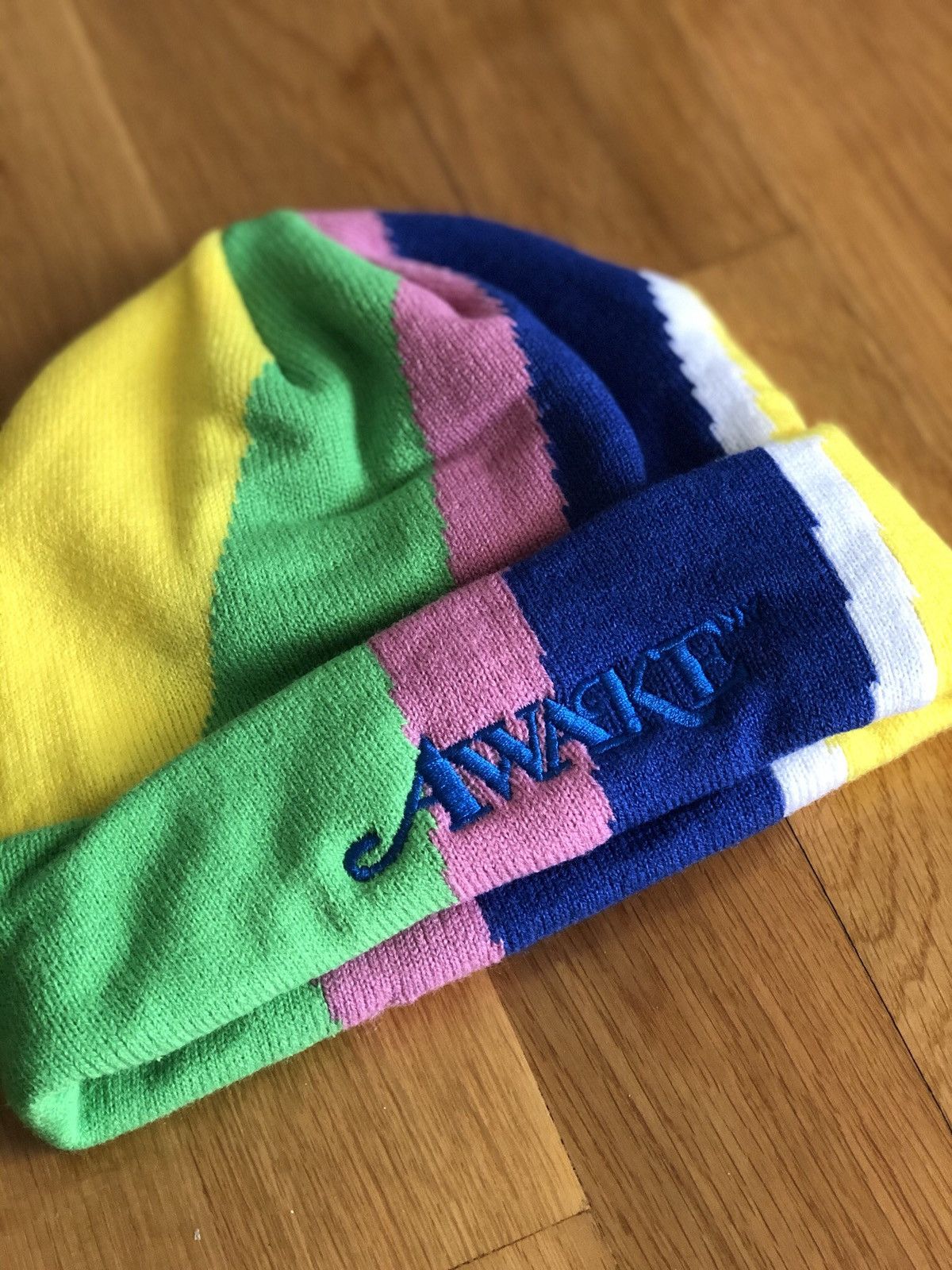 image of Awake Ny Multicolor Intarsia Knit Logo Beanie, Men's