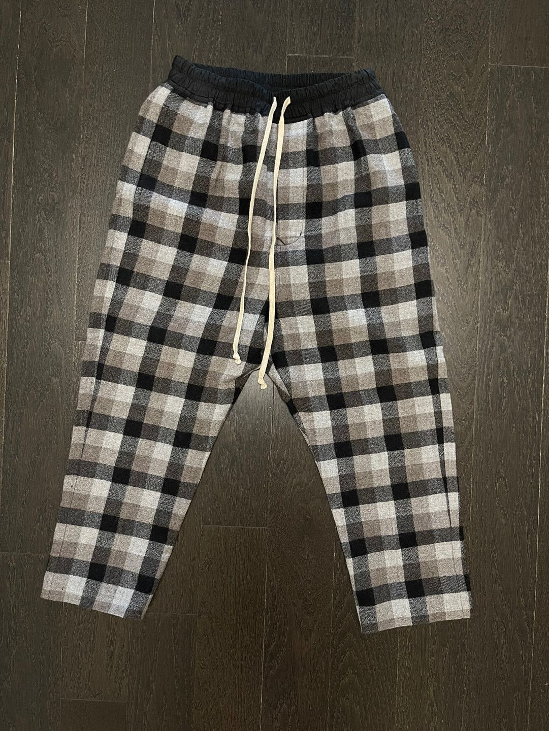 Rick Owens Black Unisex Plaid Astaires Wool Pants, sz W42IT Size US 30 / EU 46 - 1 Thumbnail