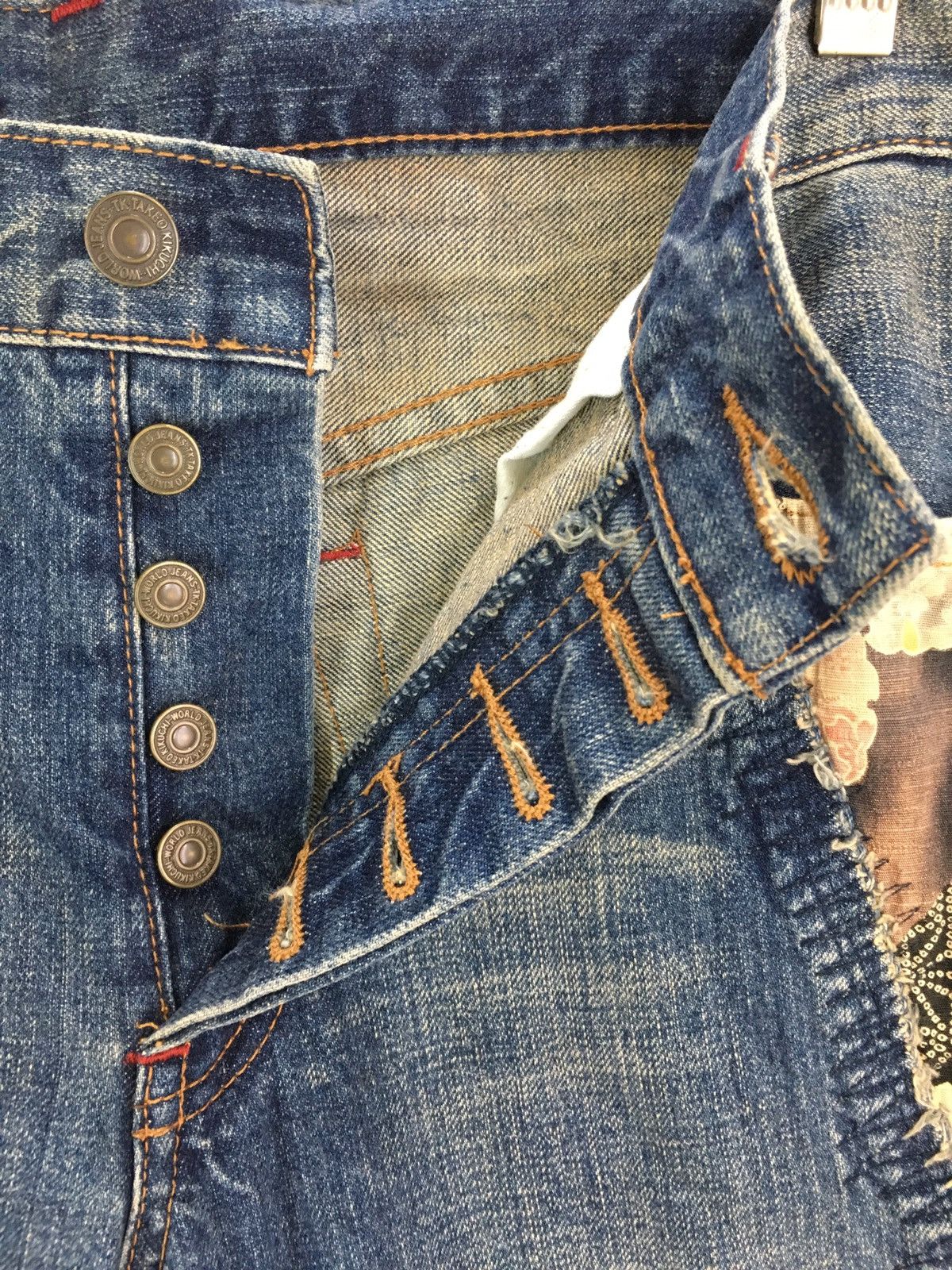 Kapital Japanese Brand TAKEO KIKUCHI Blossom Distressed Denim Jeans Size US 34 / EU 50 - 15 Thumbnail