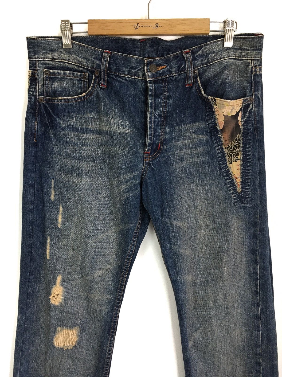 Kapital Japanese Brand TAKEO KIKUCHI Blossom Distressed Denim Jeans Size US 34 / EU 50 - 2 Thumbnail