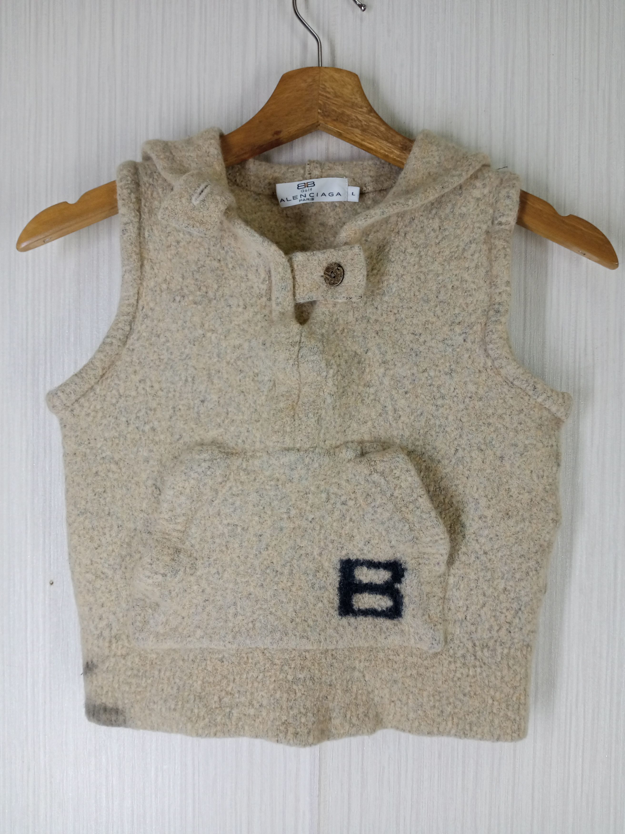 Balenciaga Vintage Balenciaga Golf Sleeveless Hoodie Wool Size US XS / EU 42 / 0 - 2 Thumbnail