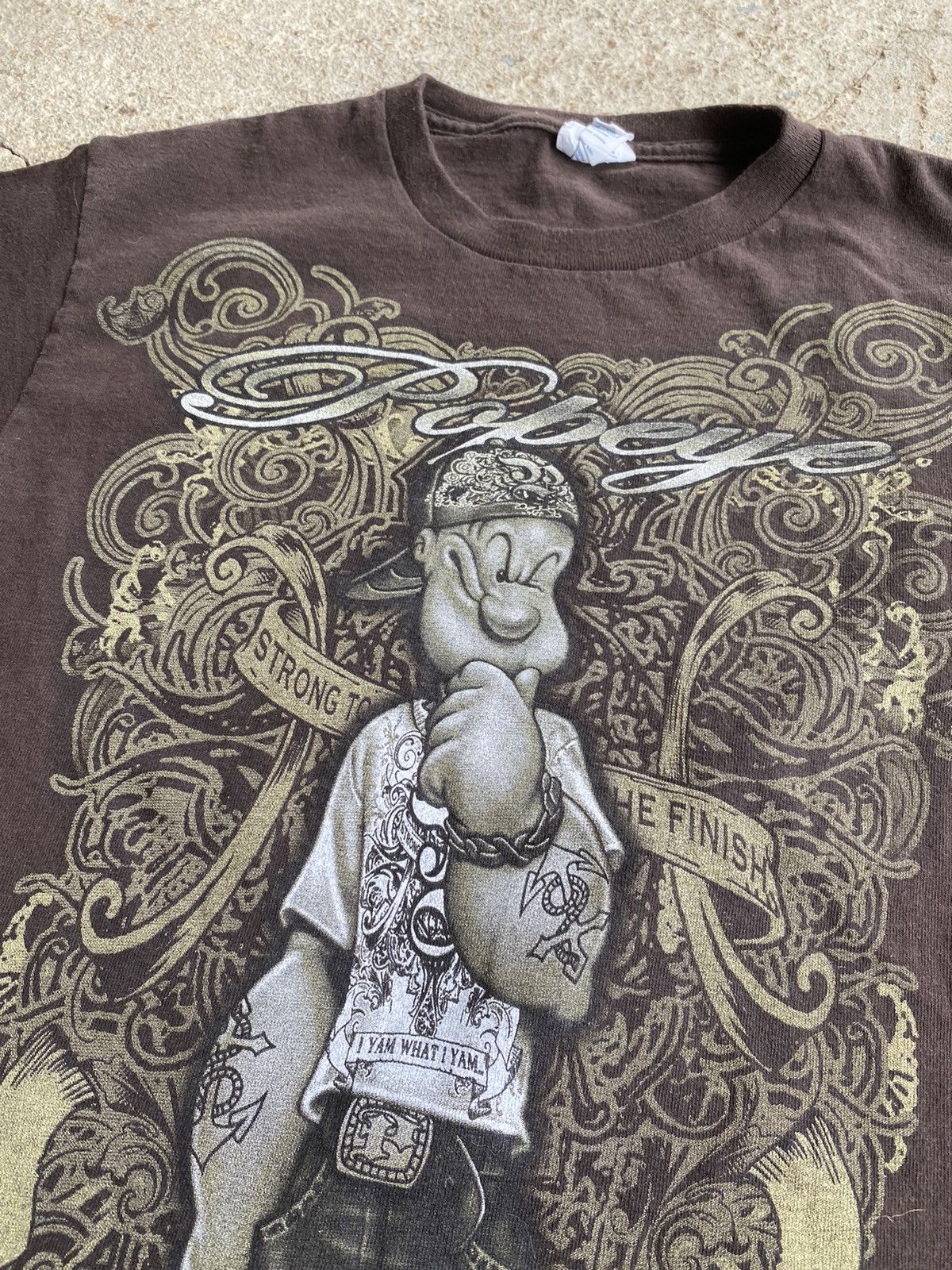 Cartoon Network × Vintage Vintage Y2K Gangster Popeye I Yam What I Yam Cartoon Shirt Size US S / EU 44-46 / 1 - 4 Thumbnail