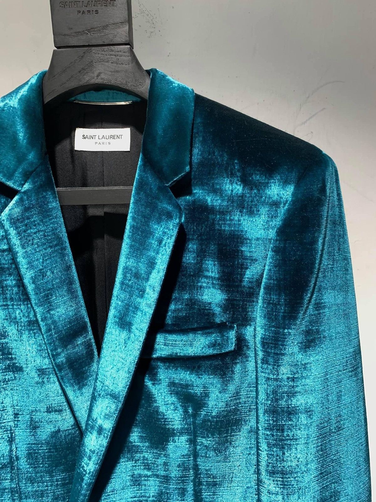 Saint Laurent Paris 18FW Runway Green Velvet Blazer sz46 Size 46S - 2 Thumbnail
