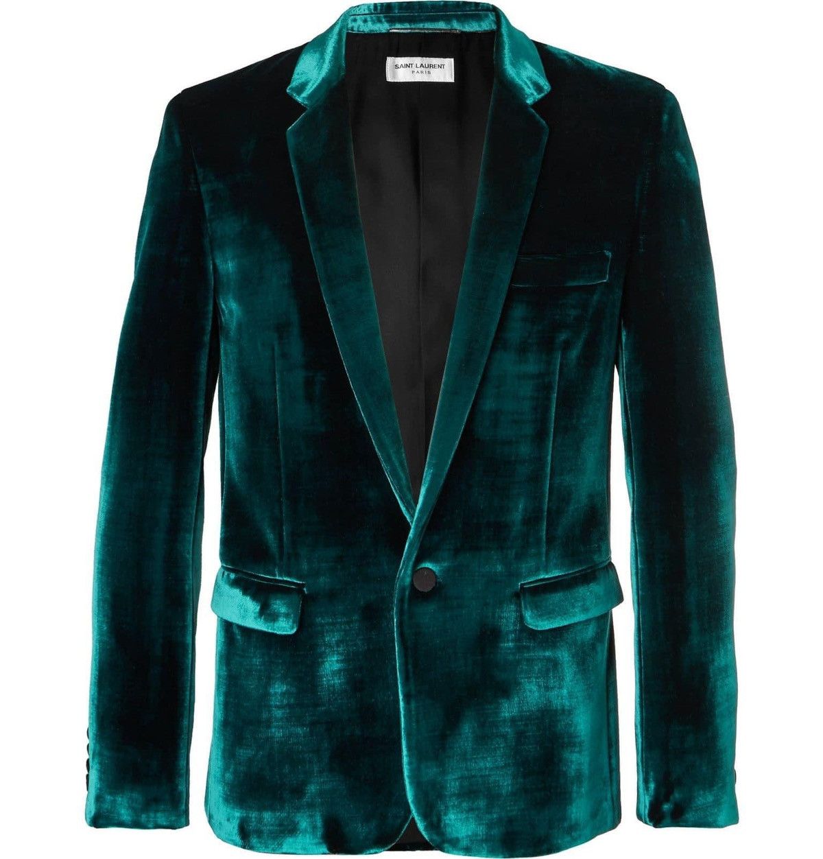 Saint Laurent Paris 18FW Runway Green Velvet Blazer sz46 Size 46S - 9 Thumbnail