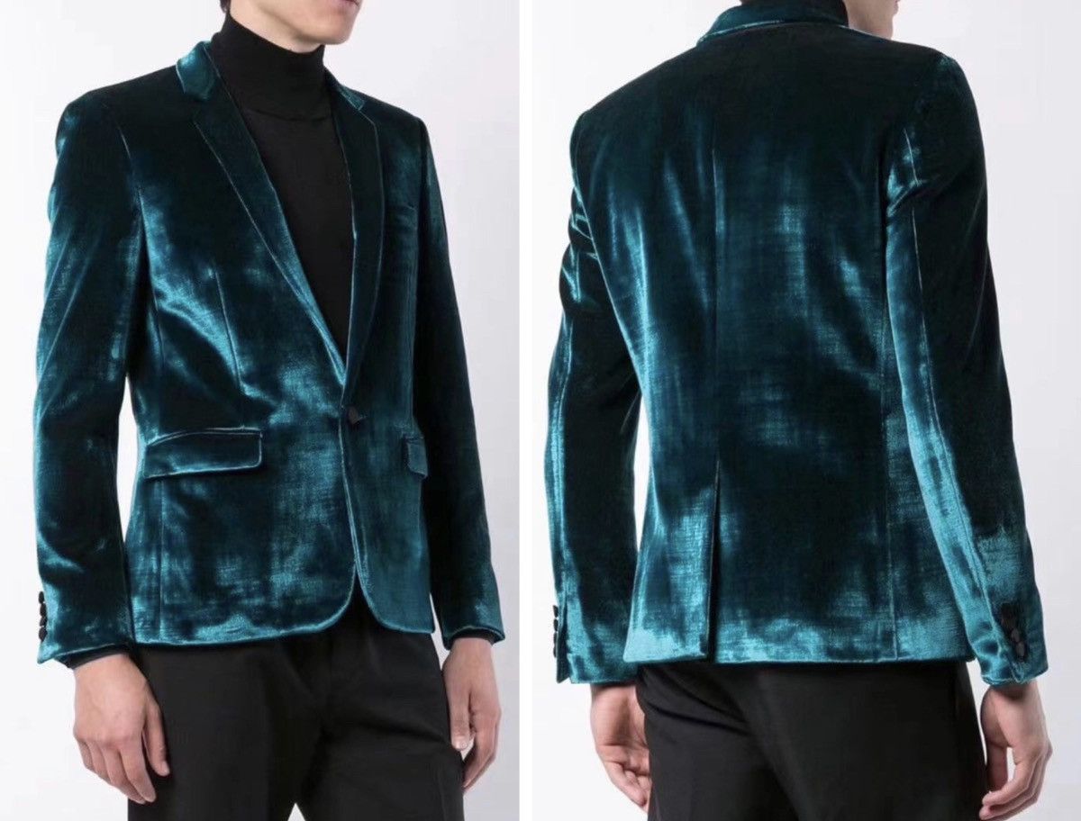 Saint Laurent Paris 18FW Runway Green Velvet Blazer sz46 Size 46S - 11 Thumbnail