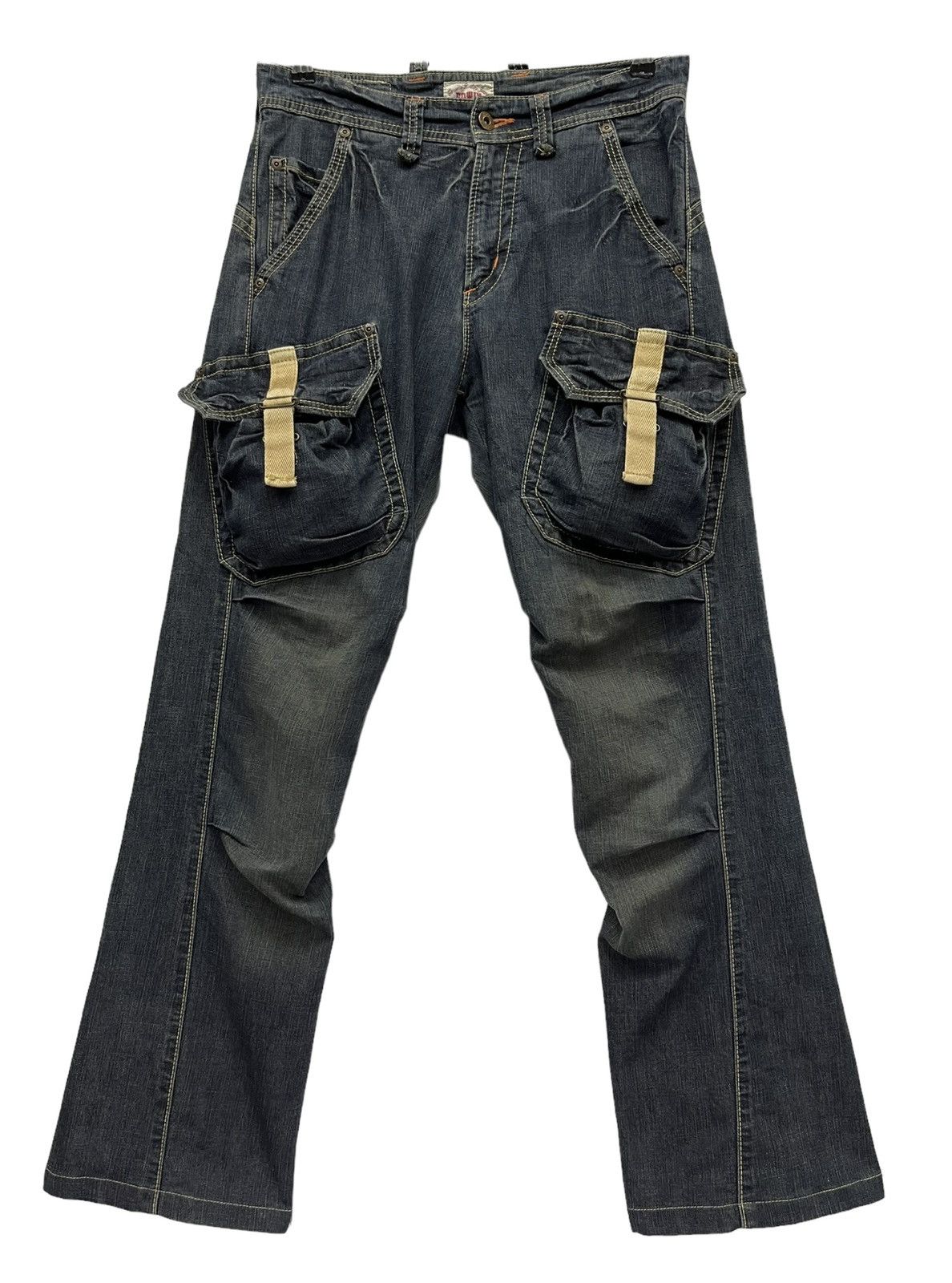 Edwin FYE🔥Vtg EDWIN XVS Bush Cargo Tactical Stretch Denim Flared Size US 30 / EU 46 - 4 Thumbnail