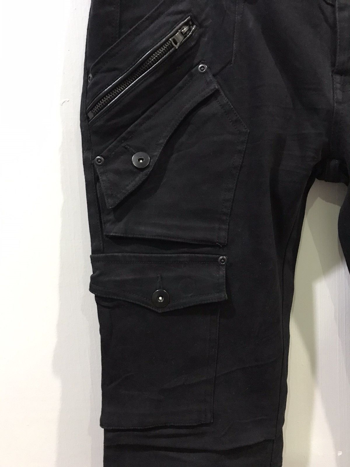 Japanese Brand BLACKVARIA Japan Punk Tactical 8 Pockets Cargo Skinny Pant Size US 33 - 9 Thumbnail
