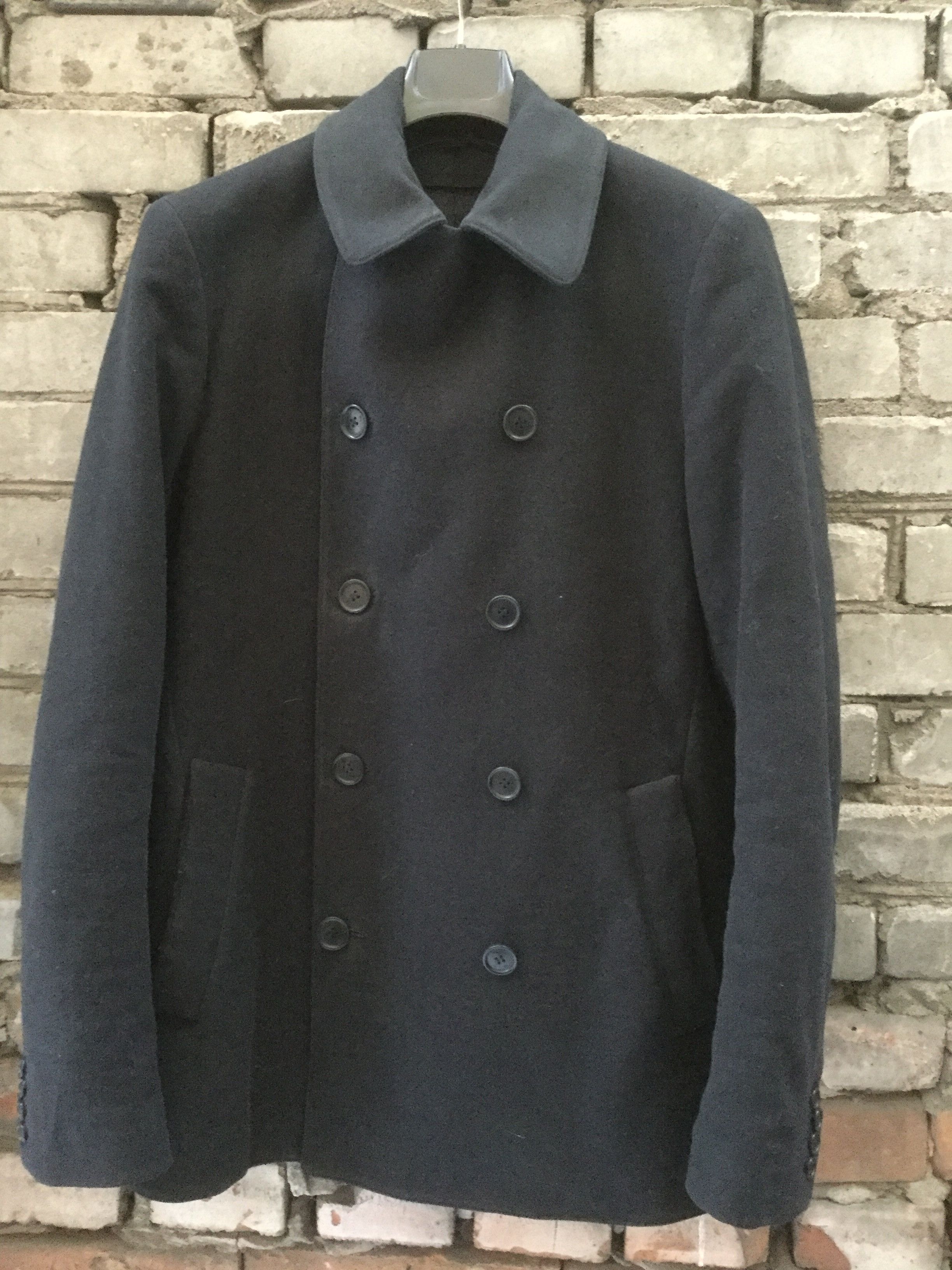 Helmut Lang Real 1990's ARCHIVE BLACK LABEL heavyweight blue pea coat Size US M / EU 48-50 / 2 - 2 Thumbnail