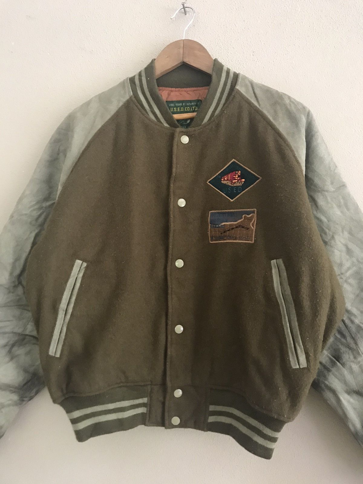 Vintage Wool varsity leather suede sleeve jacket Size US L / EU 52-54 / 3 - 5 Thumbnail