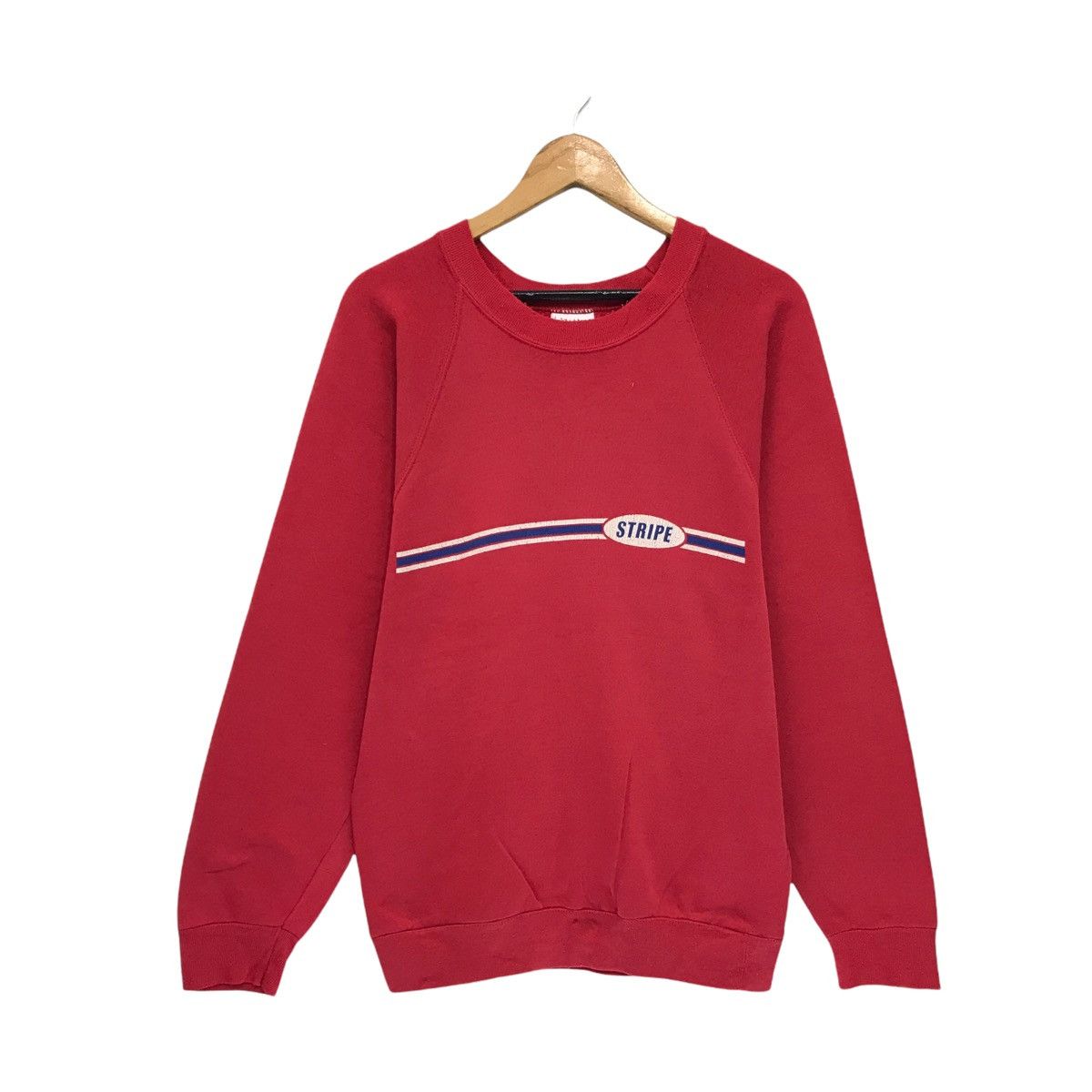 image of 1990X Clothing x Made In USA Vintage Stripe Sweatshirt Santee Tag Made In Usa in Red (Size Medium)