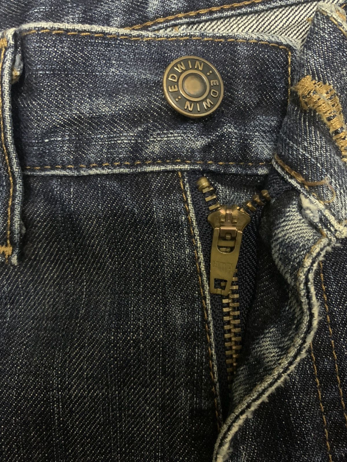 Edwin Vintage Edwin 503 Dark Blue Wash Distressed Grunge Jeans Size US 29 - 4 Thumbnail