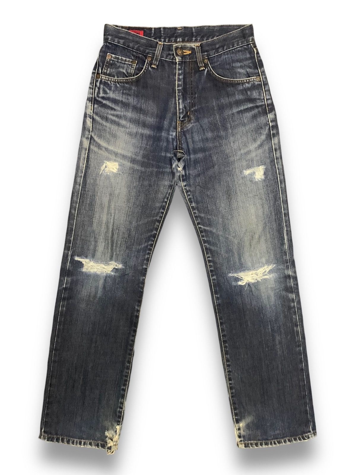 Edwin Vintage Edwin 503 Dark Blue Wash Distressed Grunge Jeans Size US 29 - 1 Thumbnail