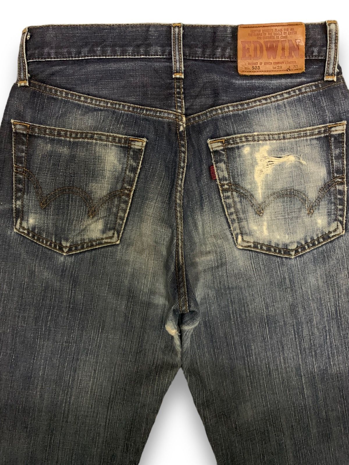 Edwin Vintage Edwin 503 Dark Blue Wash Distressed Grunge Jeans Size US 29 - 12 Thumbnail